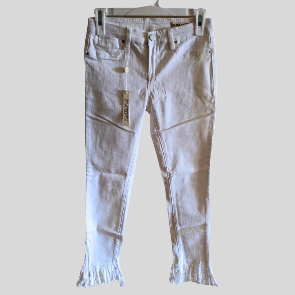 BLANKNYC Blank NYC White Skinny Jeans 24 NWT High Rise Ankle Raw Fray Size 24" / US 00 / IT 34 - 1 Thumbnail