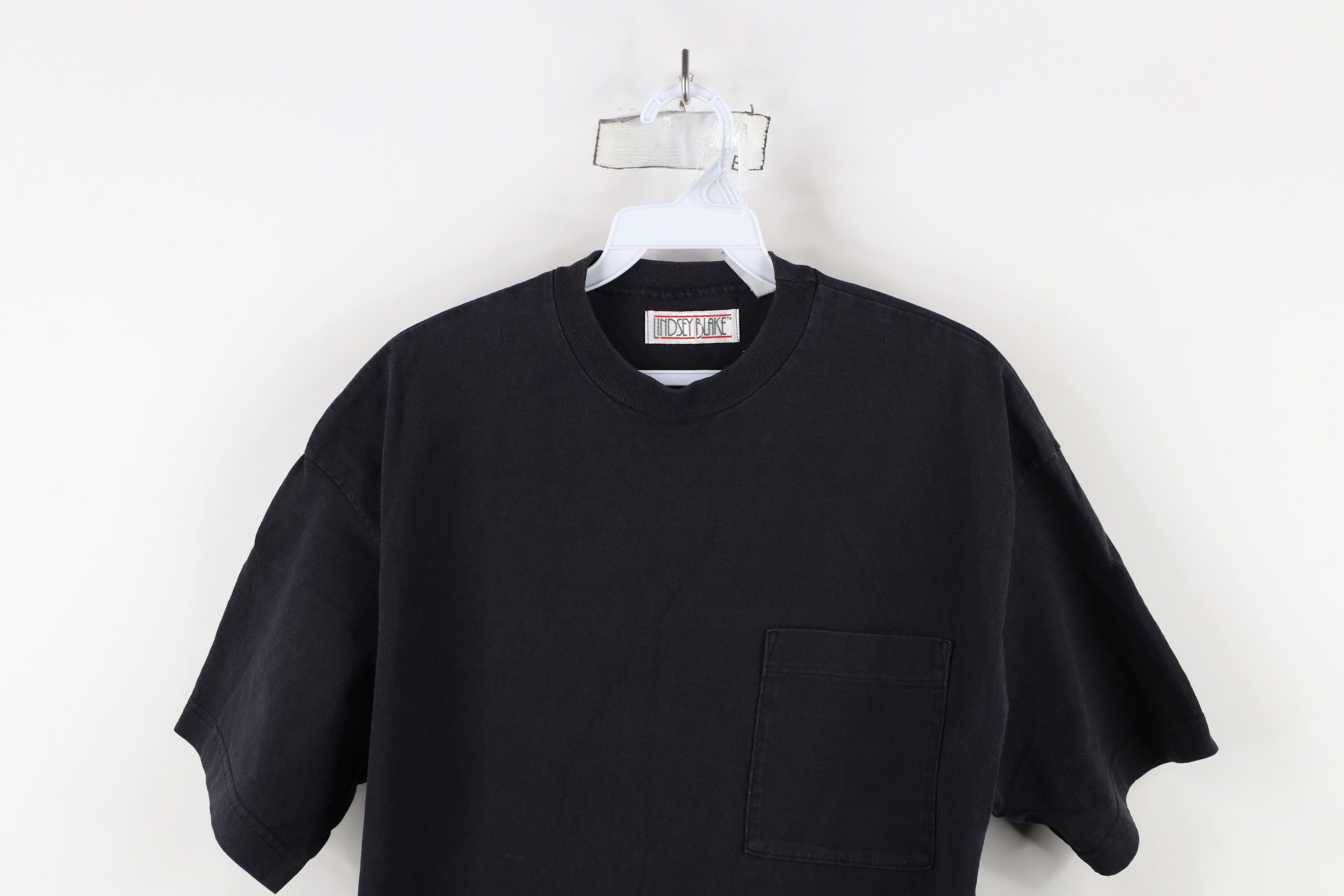 Vintage Vintage 90s Streetwear Blank Pocket T-Shirt Black Cotton Size L / US 10 / IT 46 - 2 Thumbnail