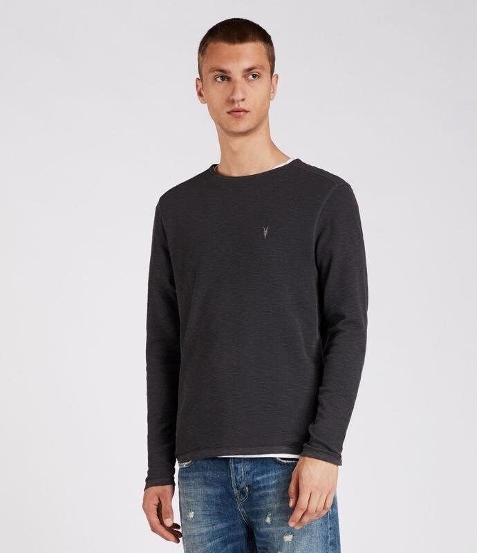 Allsaints AllSaints Trias Crew Black Textured Knit Pullover Sweater Size US M / EU 48-50 / 2 - 1 Thumbnail