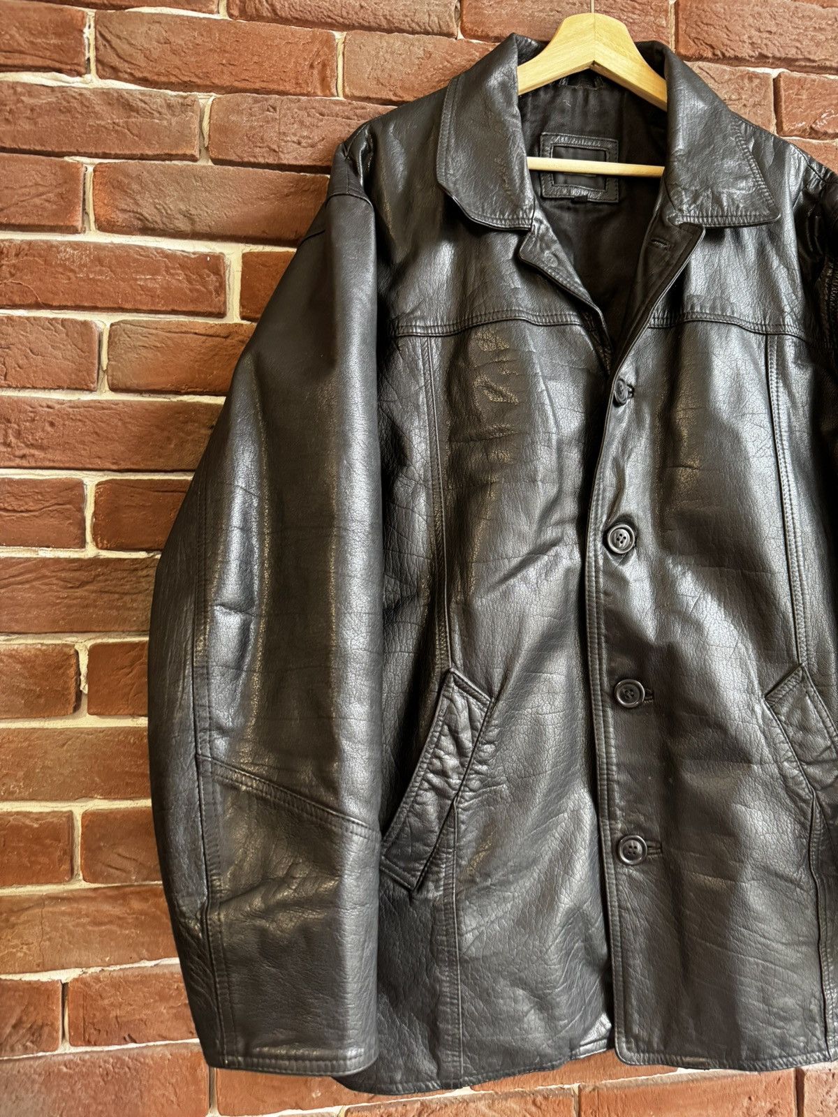 Leather Vintage 90s Real Leather Coat L Jacket High Quality Rock Size US L / EU 52-54 / 3 - 3 Thumbnail