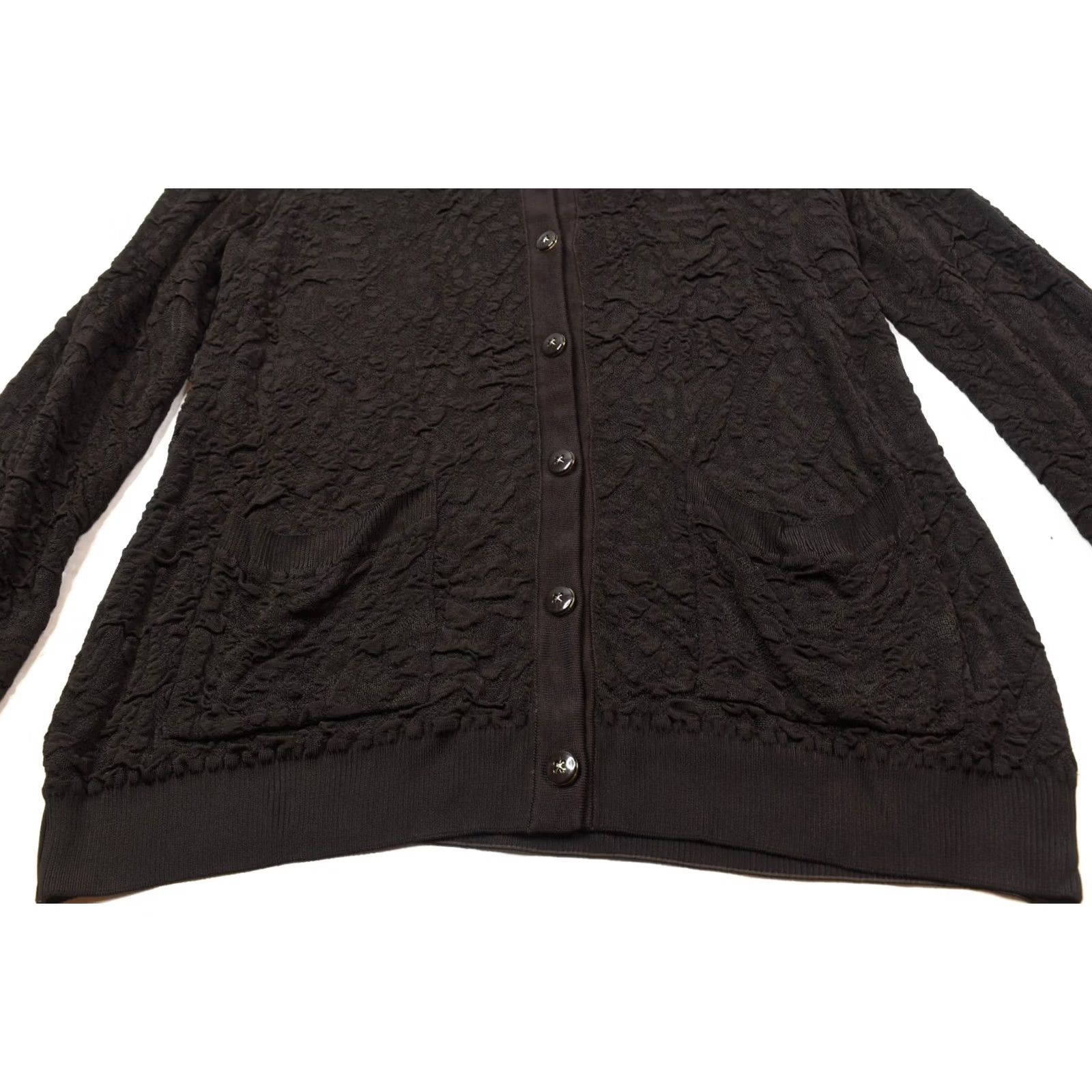 Vintage St John Cardigan Womens Medium Dark Brown Textured Viscose Long Sleeve Collared Size M / US 6-8 / IT 42-44 - 4 Thumbnail
