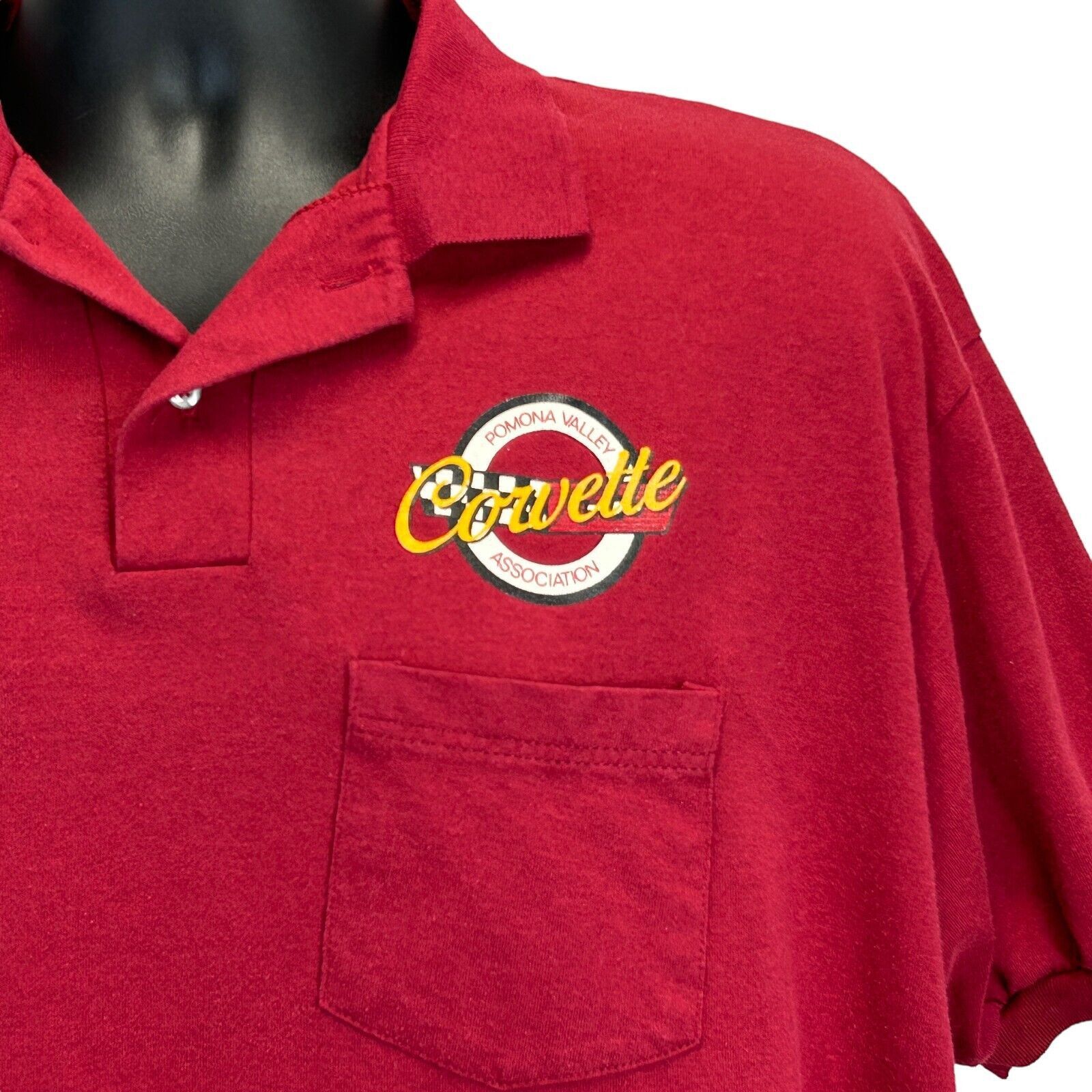 Vintage Vintage Pomona Valley Corvette Assoc Polo Shirt Red PVCA L Size US L / EU 52-54 / 3 - 5 Thumbnail