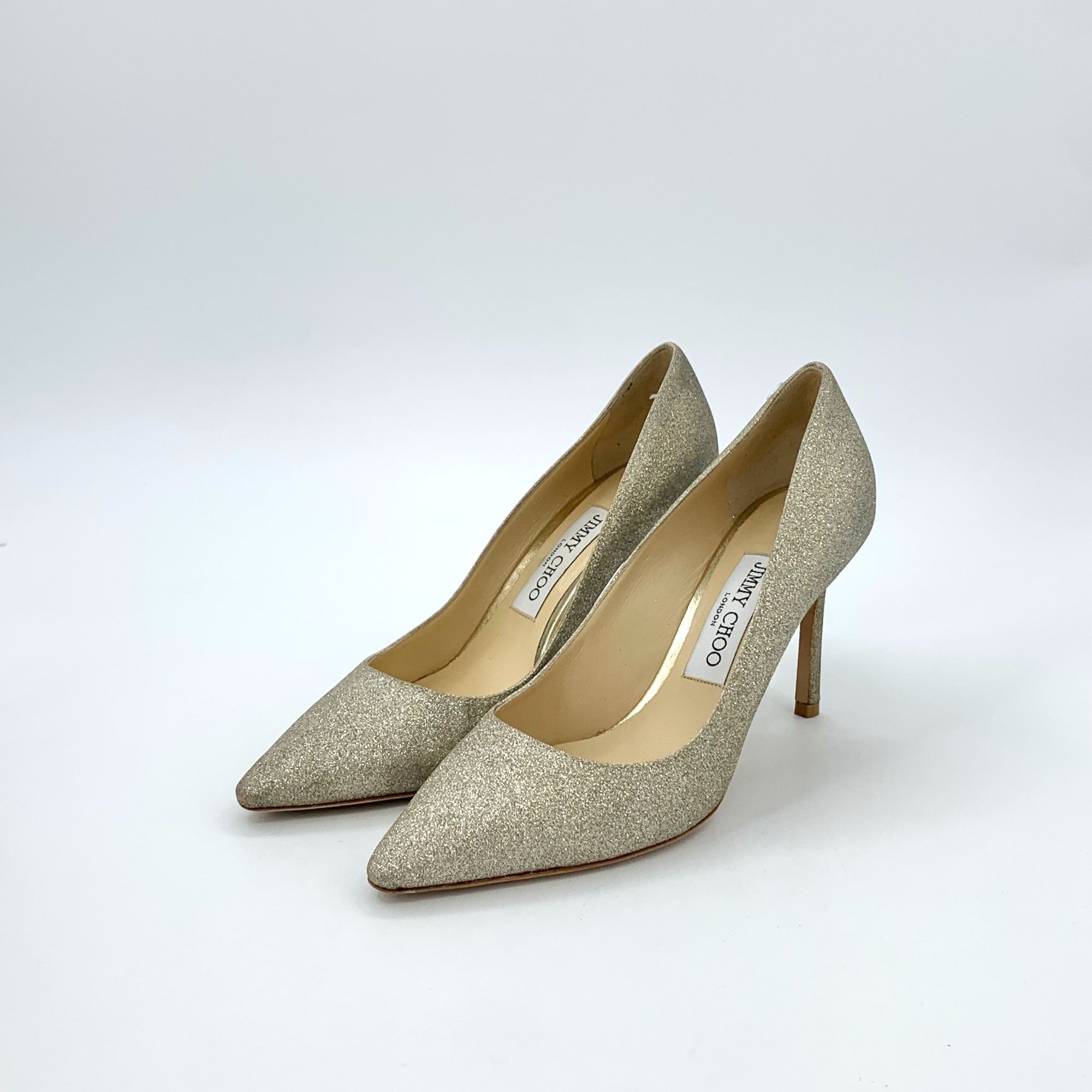Jimmy Choo Jimmy Choo Romy 85 Glitter Pointed-Toe Pumps Platinum Ice Si Size US 7 / IT 37 - 2 Thumbnail