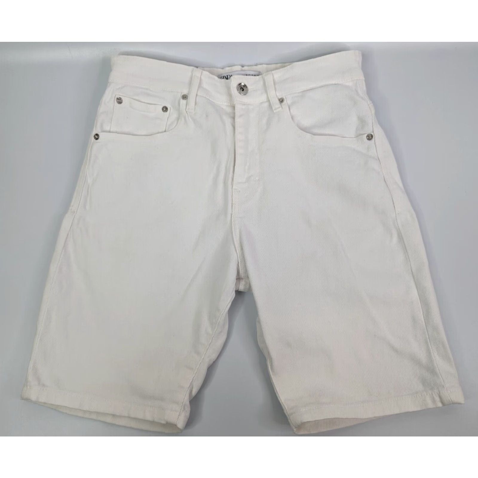 Zara Zara Jeans Shorts Men’s 30 White Denim Flat Front Cotton 5-Pocket Regular Front Zip Button Logo Embroidered Size US 30 / EU 46 - 2 Thumbnail