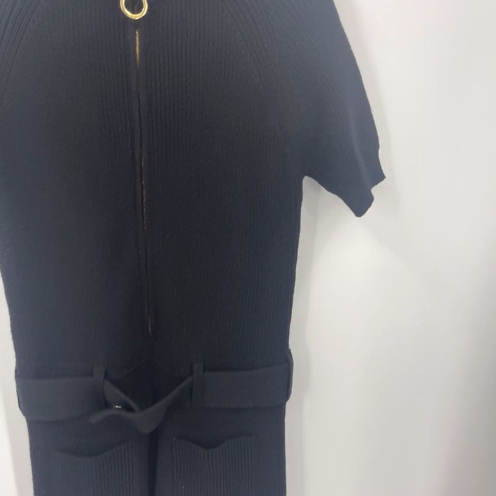 Moschino LOVE MOSCHINO Romper Women 4 Knit Black Zipper Front Belted Short Sleeve One-Piece Casual Dressy Size 27" / US 4 / IT 40 - 5 Thumbnail