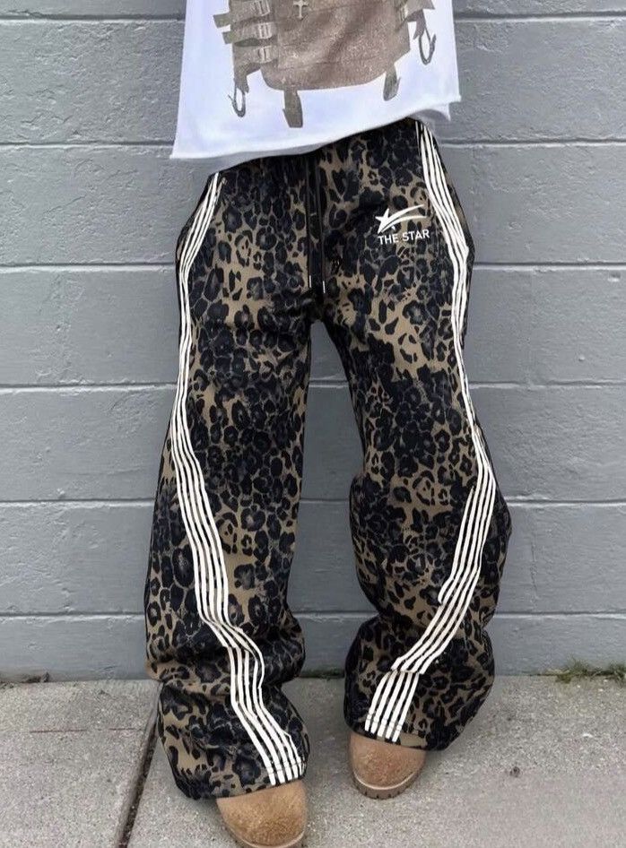 VIBE DRIP Leopard Y2K Sweatpants Size US 33 - 1 Thumbnail