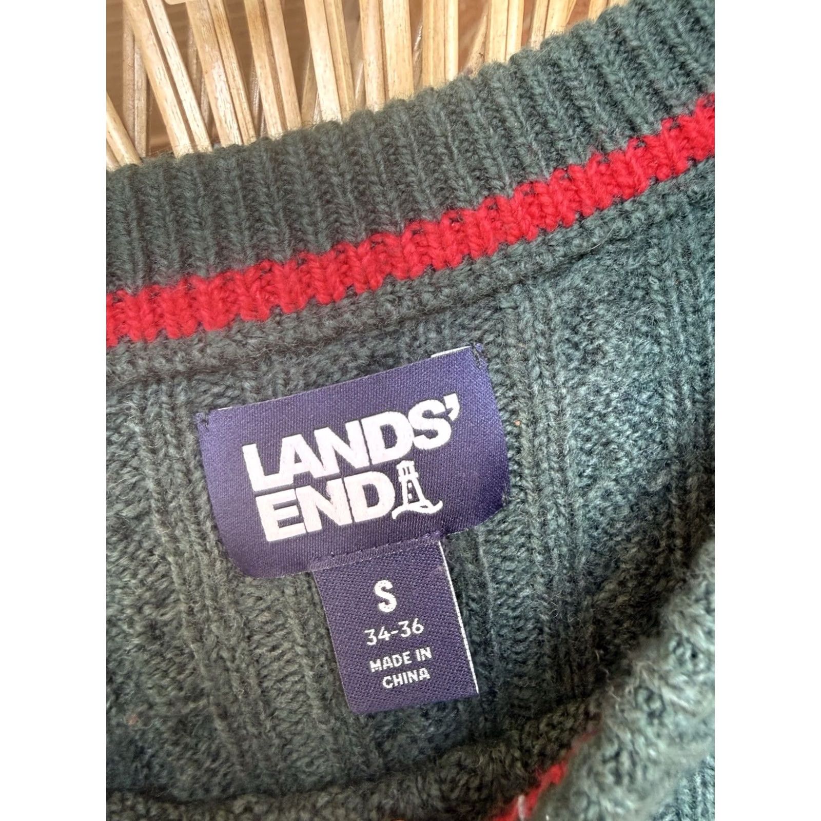Lands' End Lands' End Christmas Sweater Men’s Small Green Cable-Knit Tree Truck Holiday Pullover Crewneck Mens Size US S / EU 44-46 / 1 - 4 Thumbnail