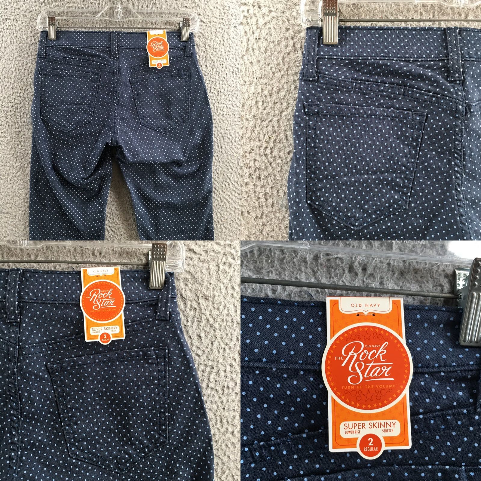 Old Navy Old Navy The Rock Star Super Skinny Pants Womens 2R Blue Polka Dots Low Rise NEW Size 26" / US 2 / IT 38 - 9 Thumbnail