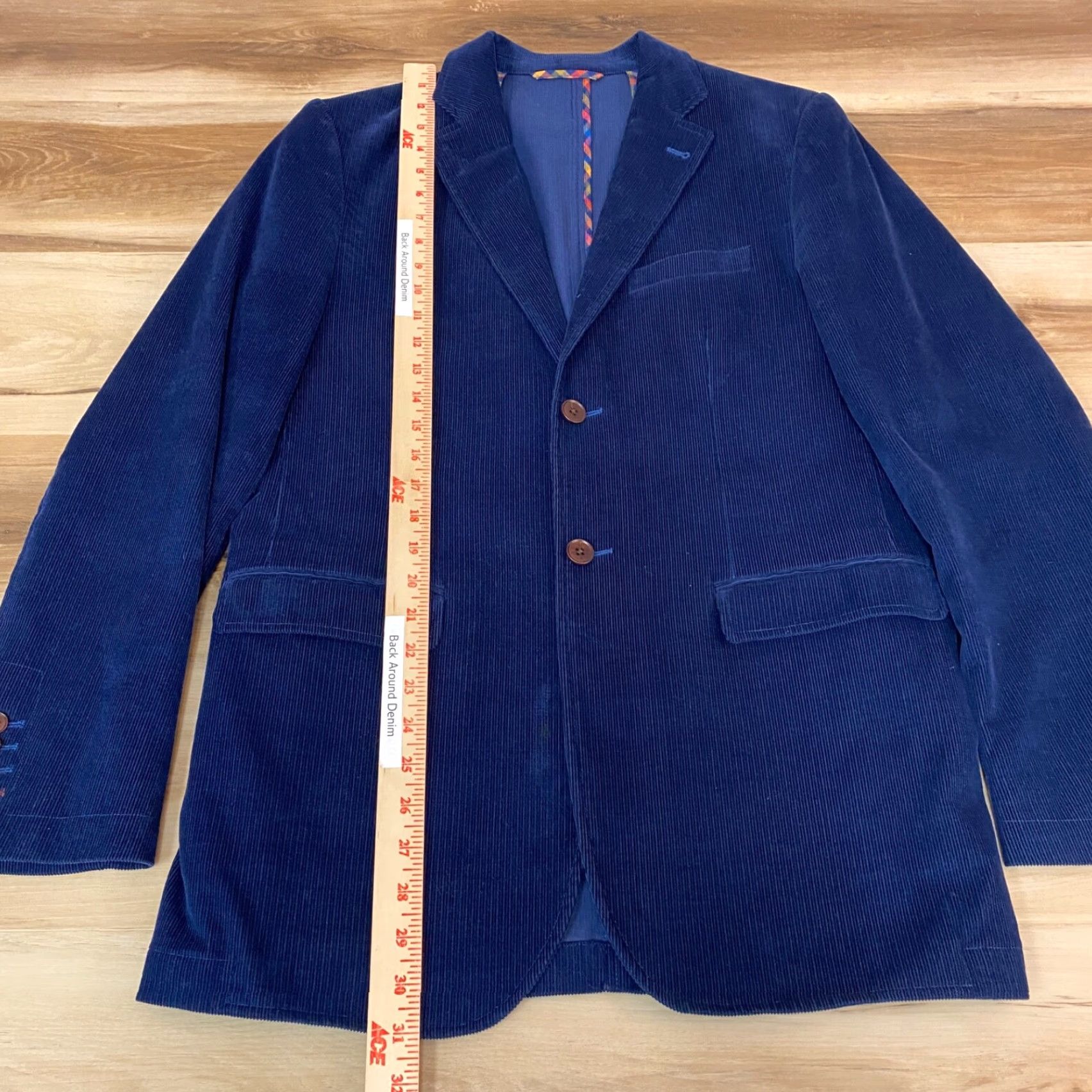 Charles Tyrwhitt Charles Tyrwhitt Blazer Mens 38R Corduroy Blue 2 Button Single-Breasted Classic Fit Coat Jacket Size 38R - 6 Thumbnail