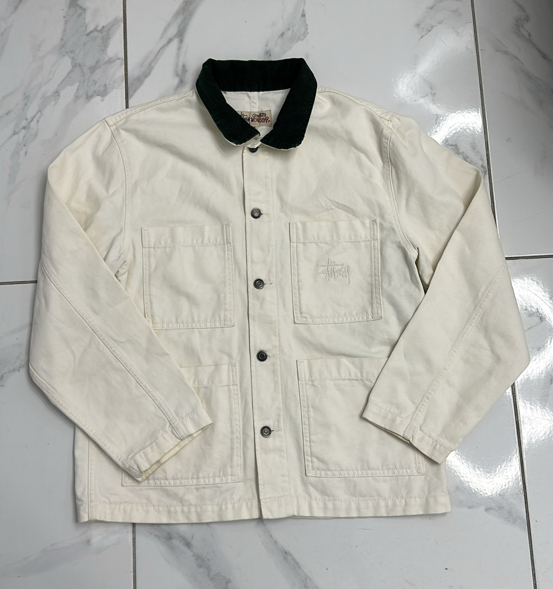 Stussy Stüssy Cord Collar Canvas Chore Jacket Bone Size M Size US M / EU 48-50 / 2 - 3 Thumbnail