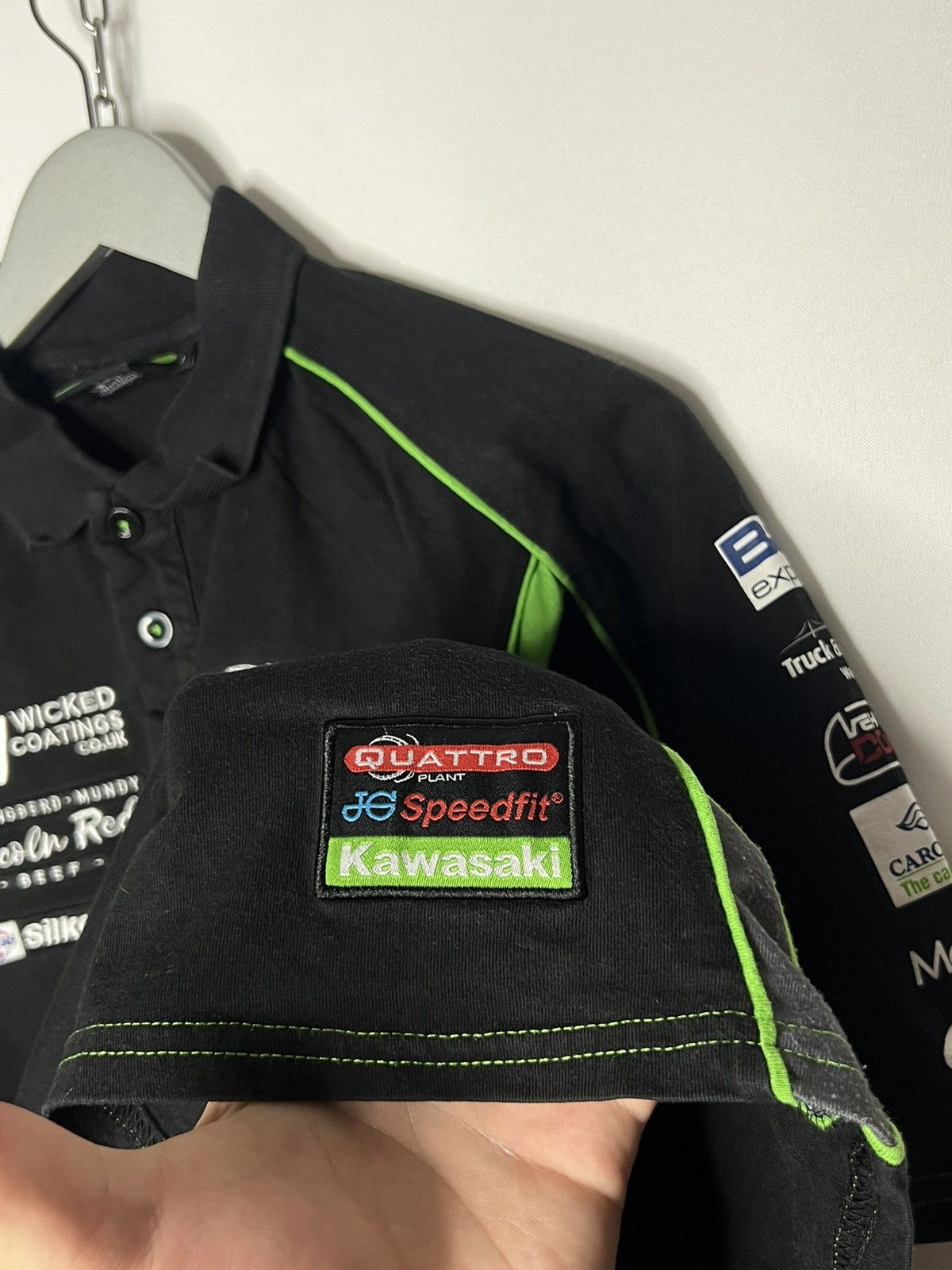 Formula 1 🏎️Vintage Kawasaki Quattro Racing Polo Shirt Tee Short Sleeve Size US L / EU 52-54 / 3 - 3 Thumbnail