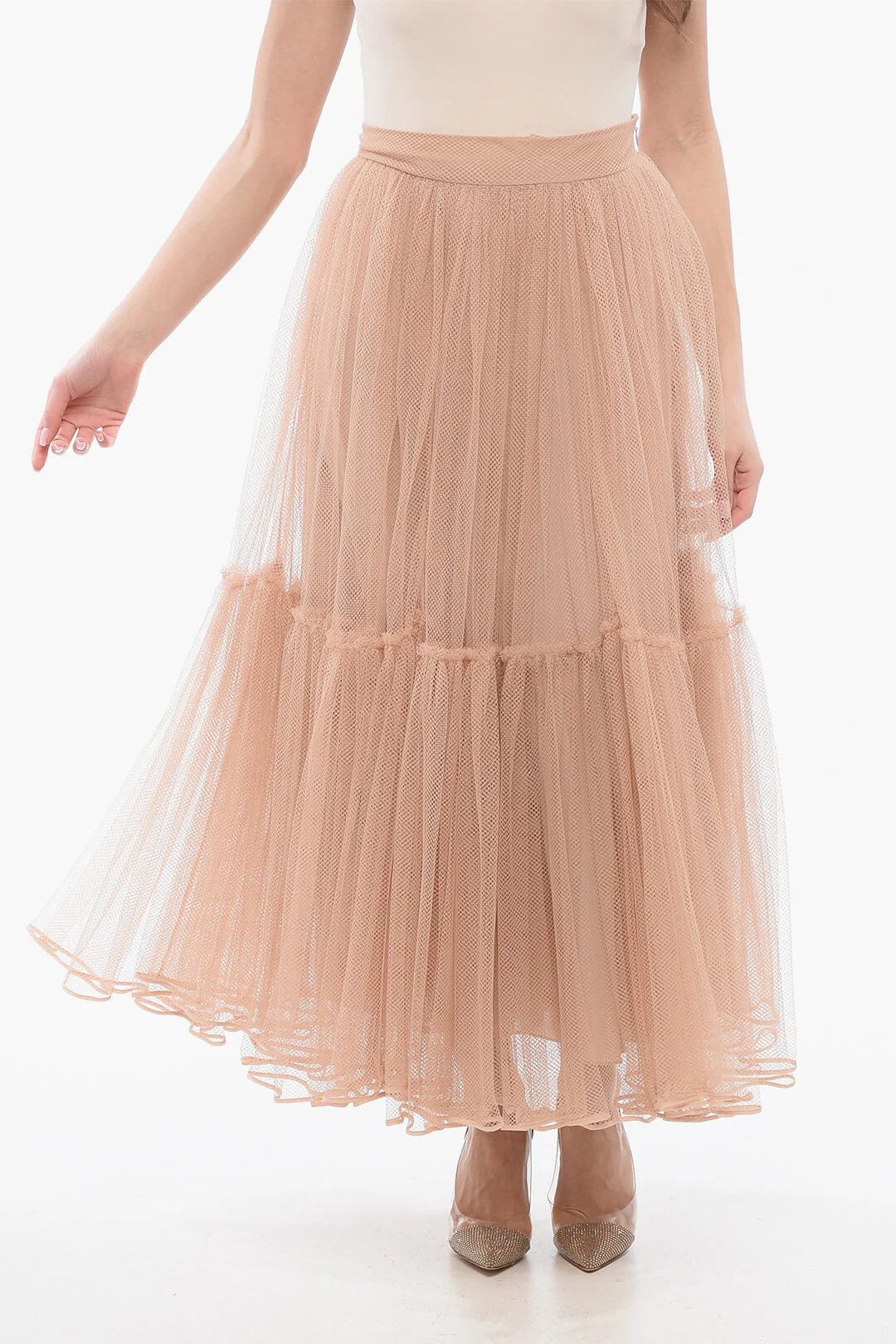 Dior o1mm0326 Long Mesh Circle Skirt in Pink Size 28" / US 6 / IT 42 - 1 Thumbnail