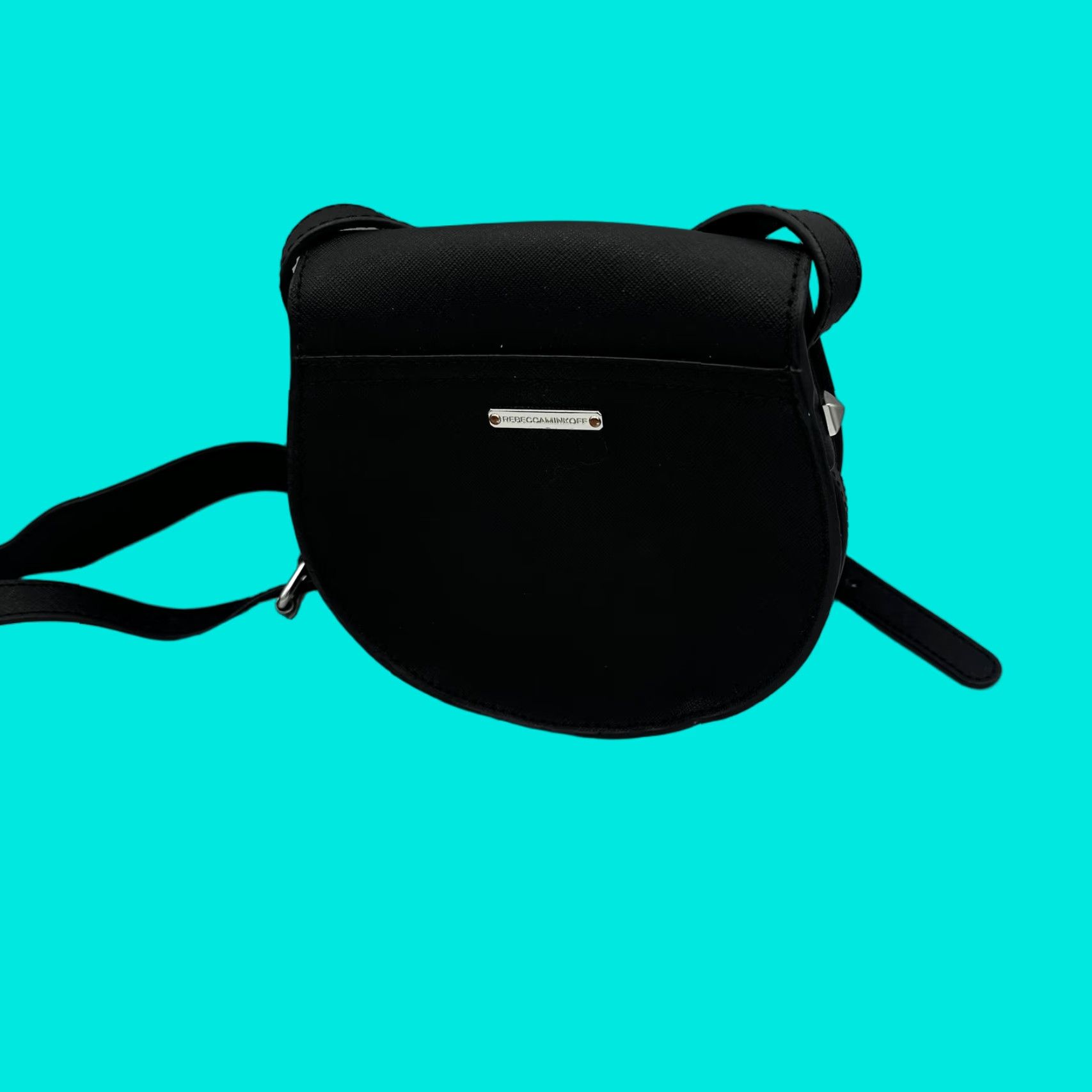 Rebecca Minkoff Crossbody Bag Womens Leather Black Saddle Purse Handbag