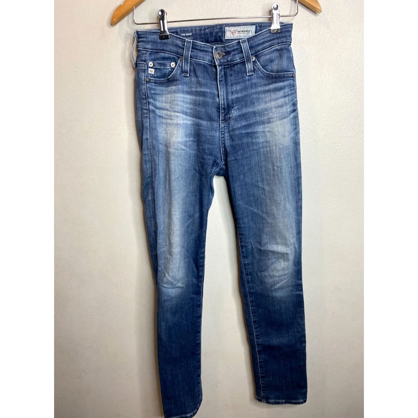 Vintage AG Adriano Goldschmied Mari High Rise Crop Straight Jeans Size 24 Blue Denim 27in Inseam Women Regular Jeans B93 Size 42" / US 20 - 3 Thumbnail
