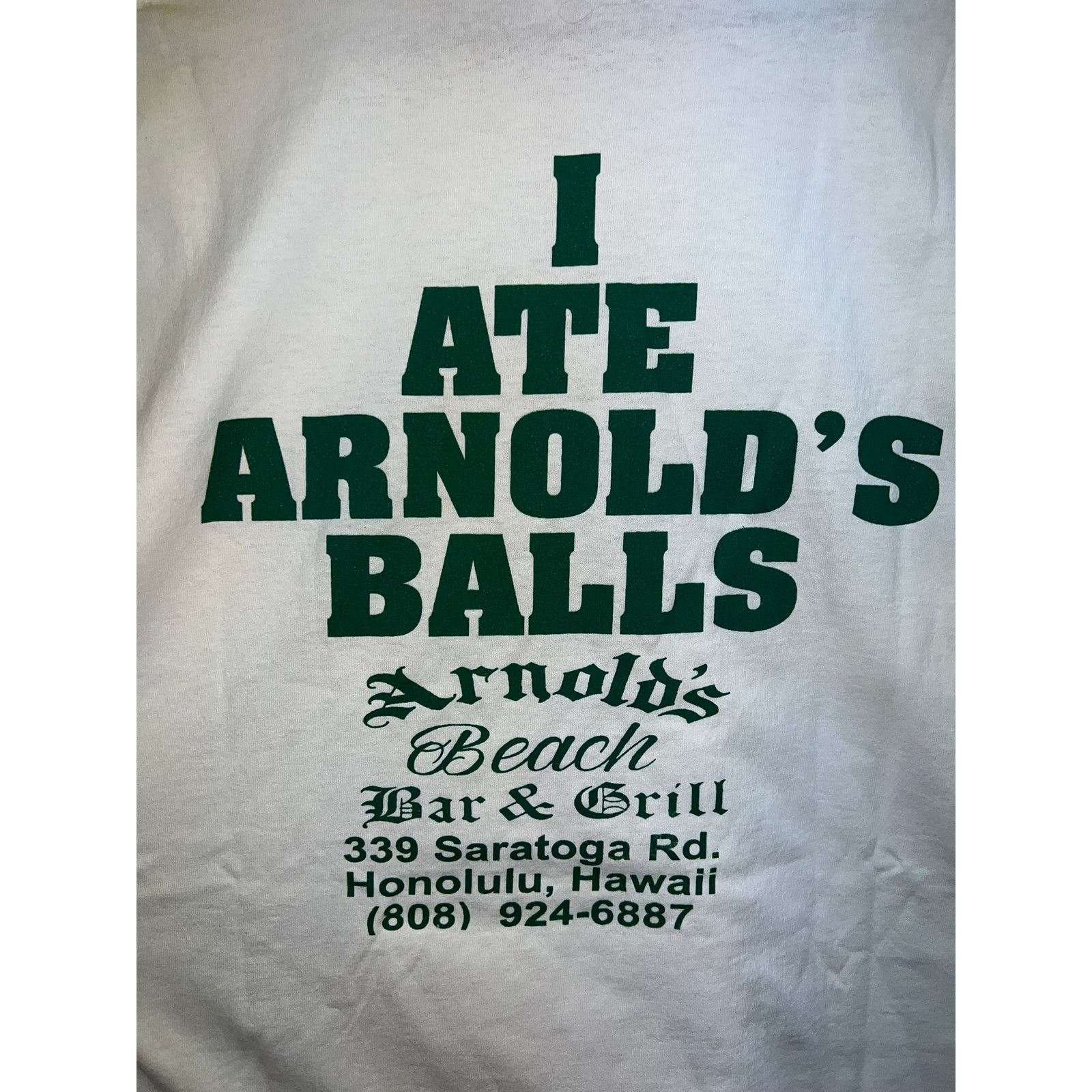 Jerzees Vintage Honolulu Shirt I Ate Arnolds Balls Beach Bar Hawaii Size US XL / EU 56 / 4 - 6 Thumbnail