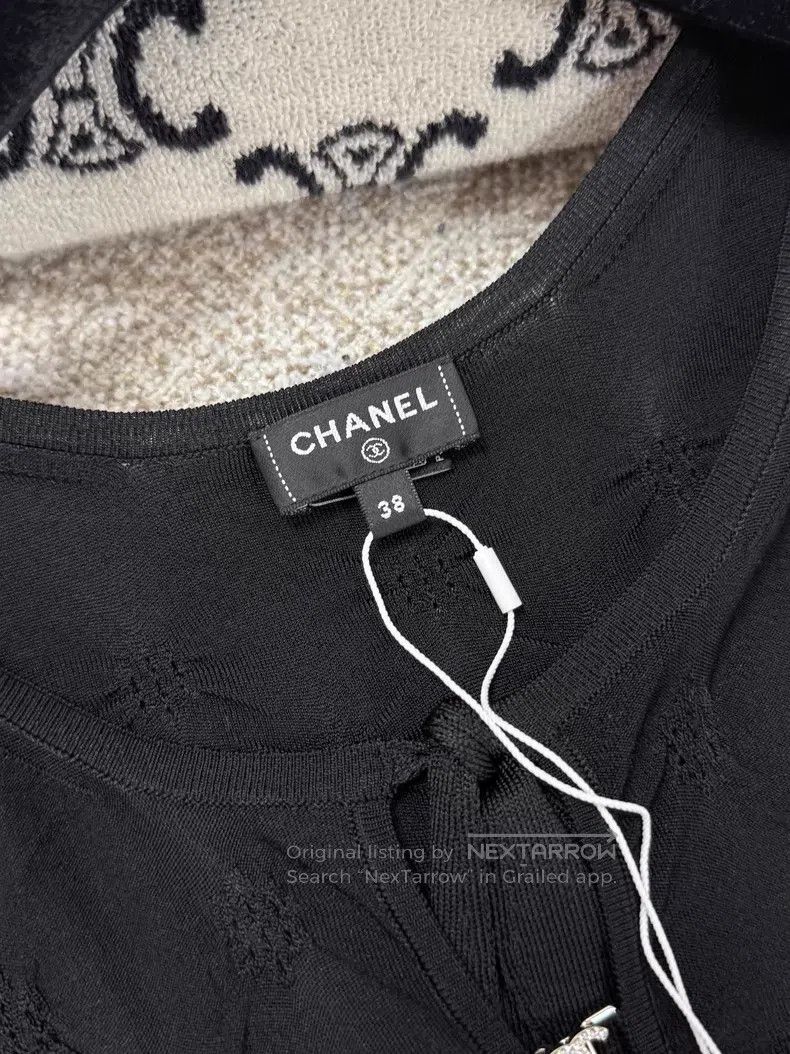 Chanel Chanel Long-sleeved dress with diamond checkered lace-up b Size XS / US 0-2 / IT 36-38 - 5 Thumbnail