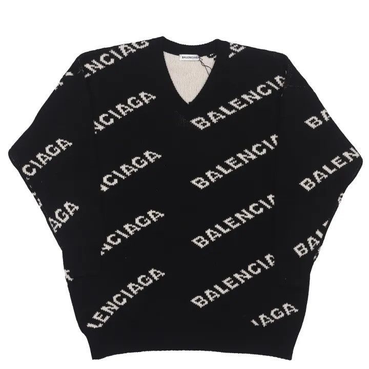 Balenciaga Balenciaga V-Neck Casual Knit Sweater Black 0079-2507 Size US S / EU 44-46 / 1 - 1 Thumbnail