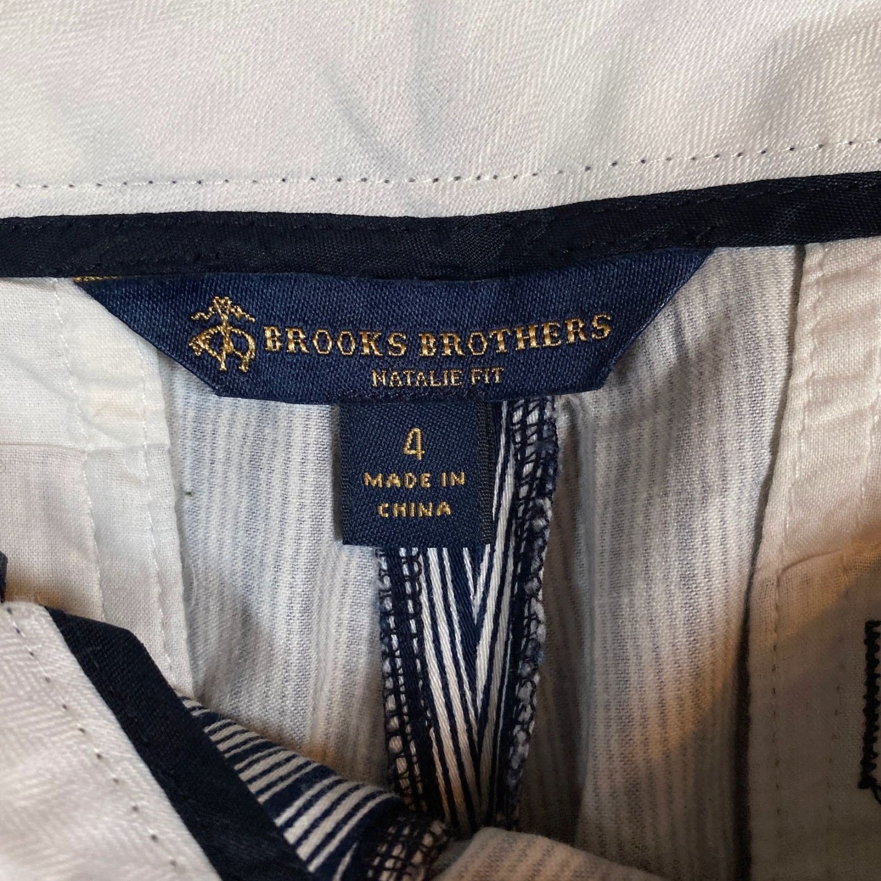Brooks Brothers Brooks Brothers Womens Pants Blue White Striped Natalie Fit Straight Stretch 4 Size 24" / US 00 / IT 34 - 4 Thumbnail