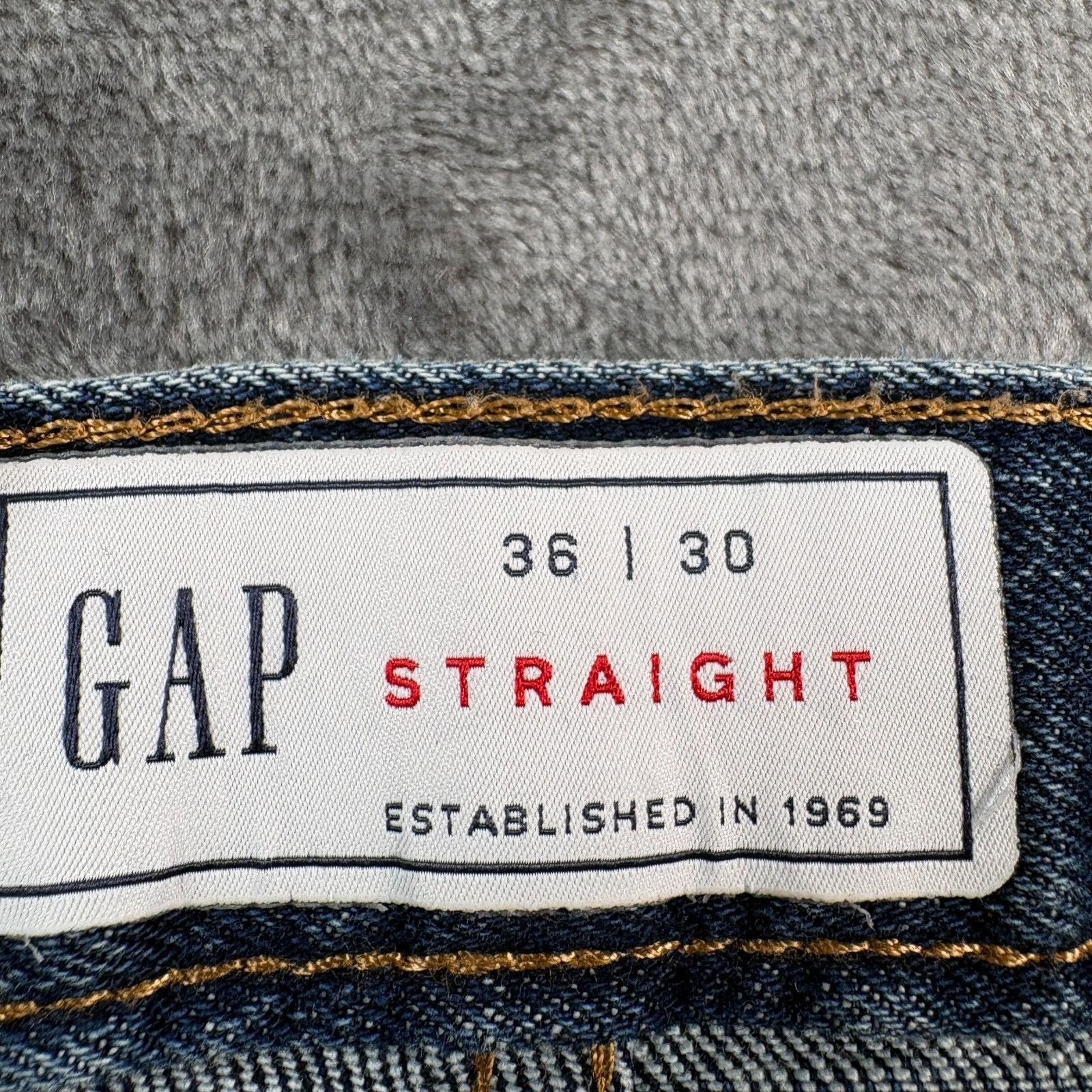 Gap GAP Straight Jeans Mens 36x29 Blue Denim Stretch Classic Fit Size US 36 / EU 52 - 6 Thumbnail