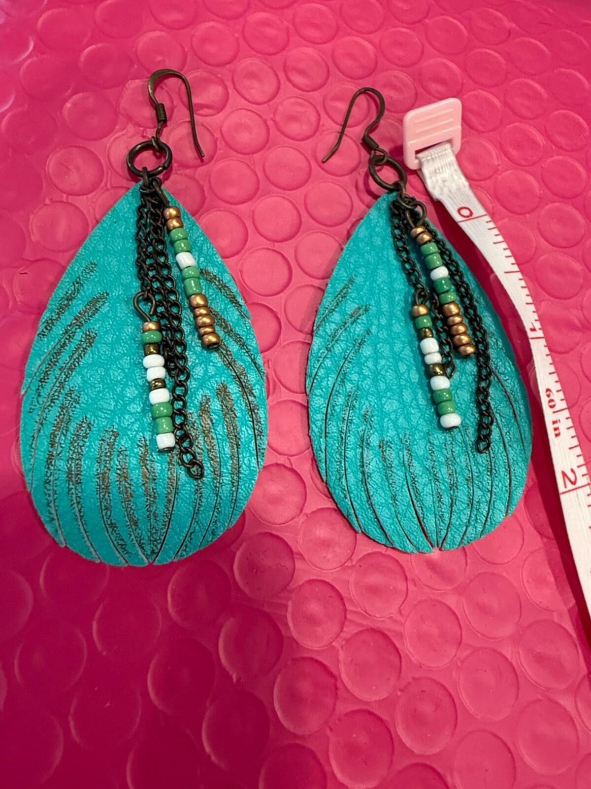 Other Boho western earrings leather feather beads chain Size ONE SIZE - 5 Thumbnail