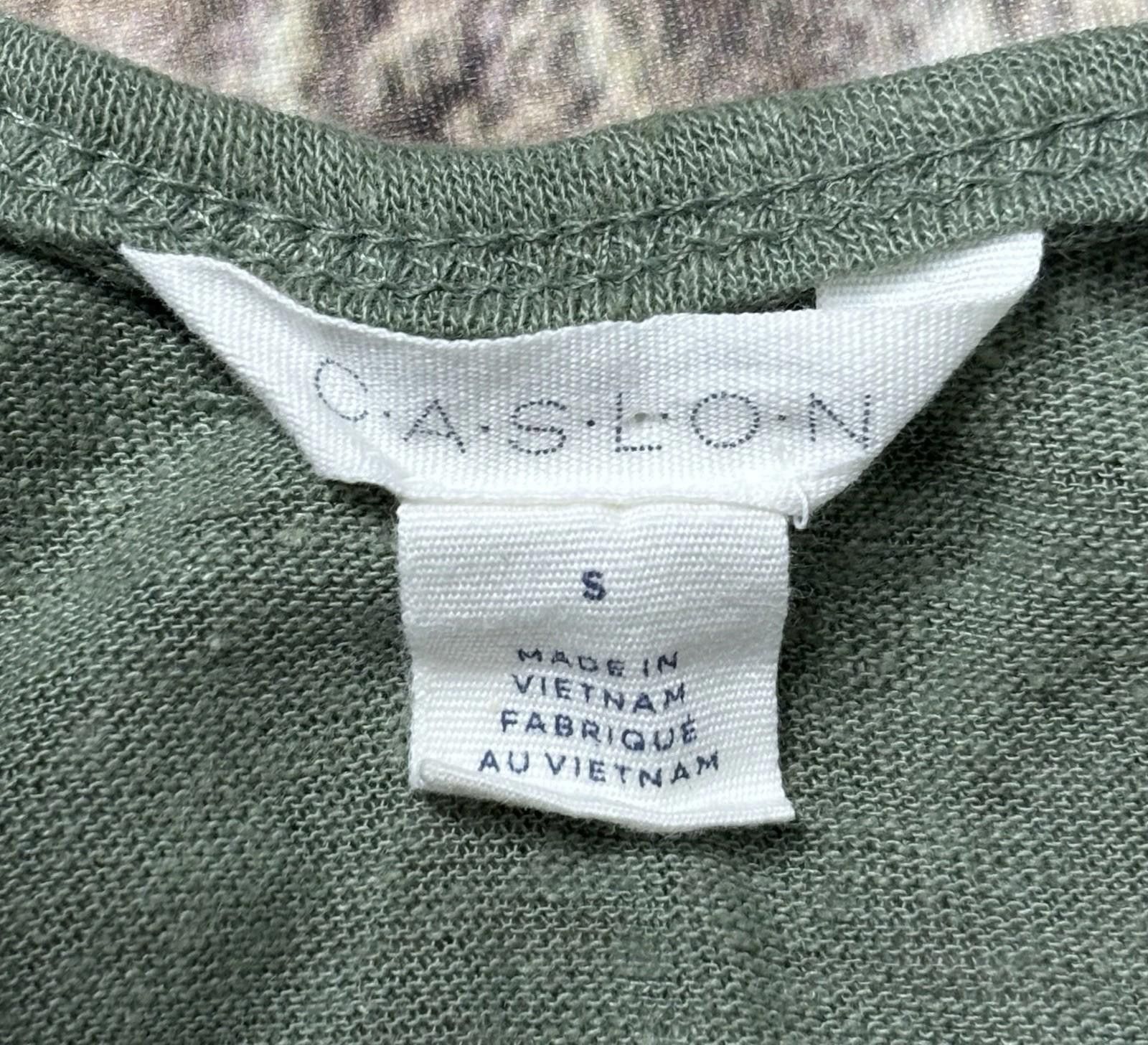 Other Caslon Top Womens S Linen Blend Short Sleeve Green Keyhole Size S / US 4 / IT 40 - 2 Thumbnail