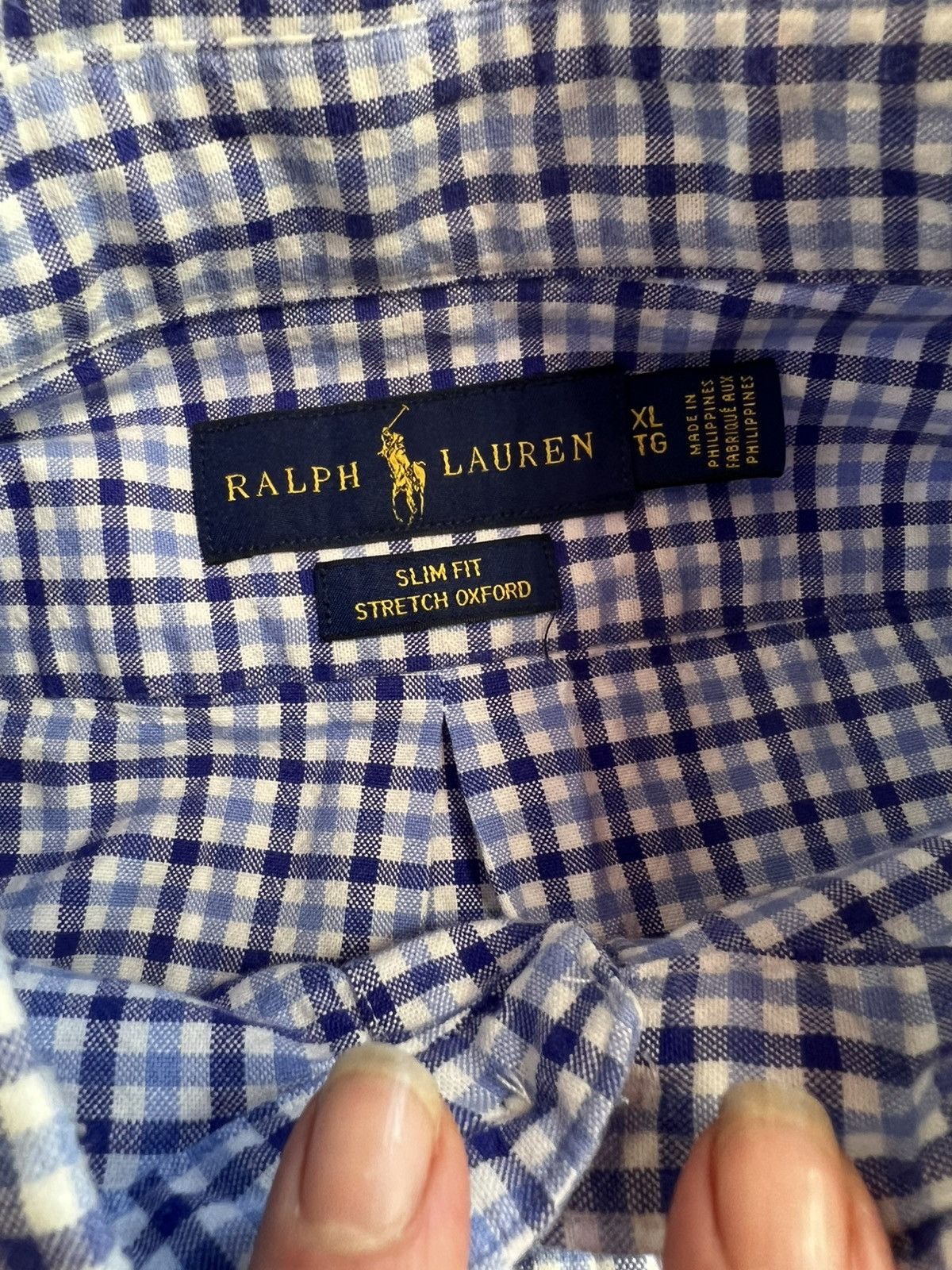 Ralph Lauren Ralph Lauren Slim Fit Stretch Oxford Plaid Shirt Blue Check Size US XL / EU 56 / 4 - 6 Thumbnail