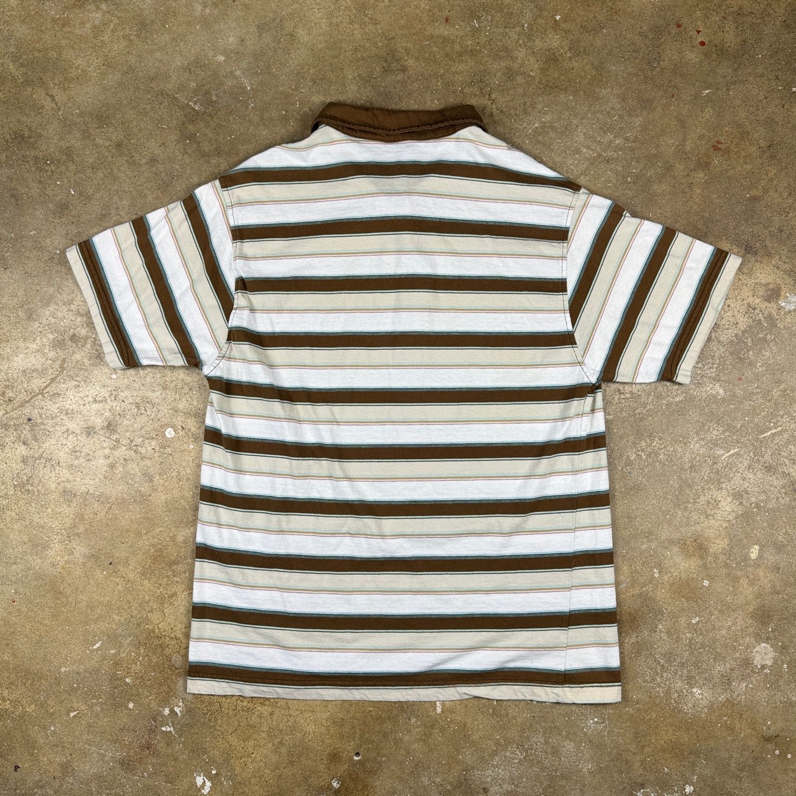 Levi's Vintage Levi’s Polo Shirt Men’s L Brown White Striped Y2K Size US L / EU 52-54 / 3 - 4 Thumbnail