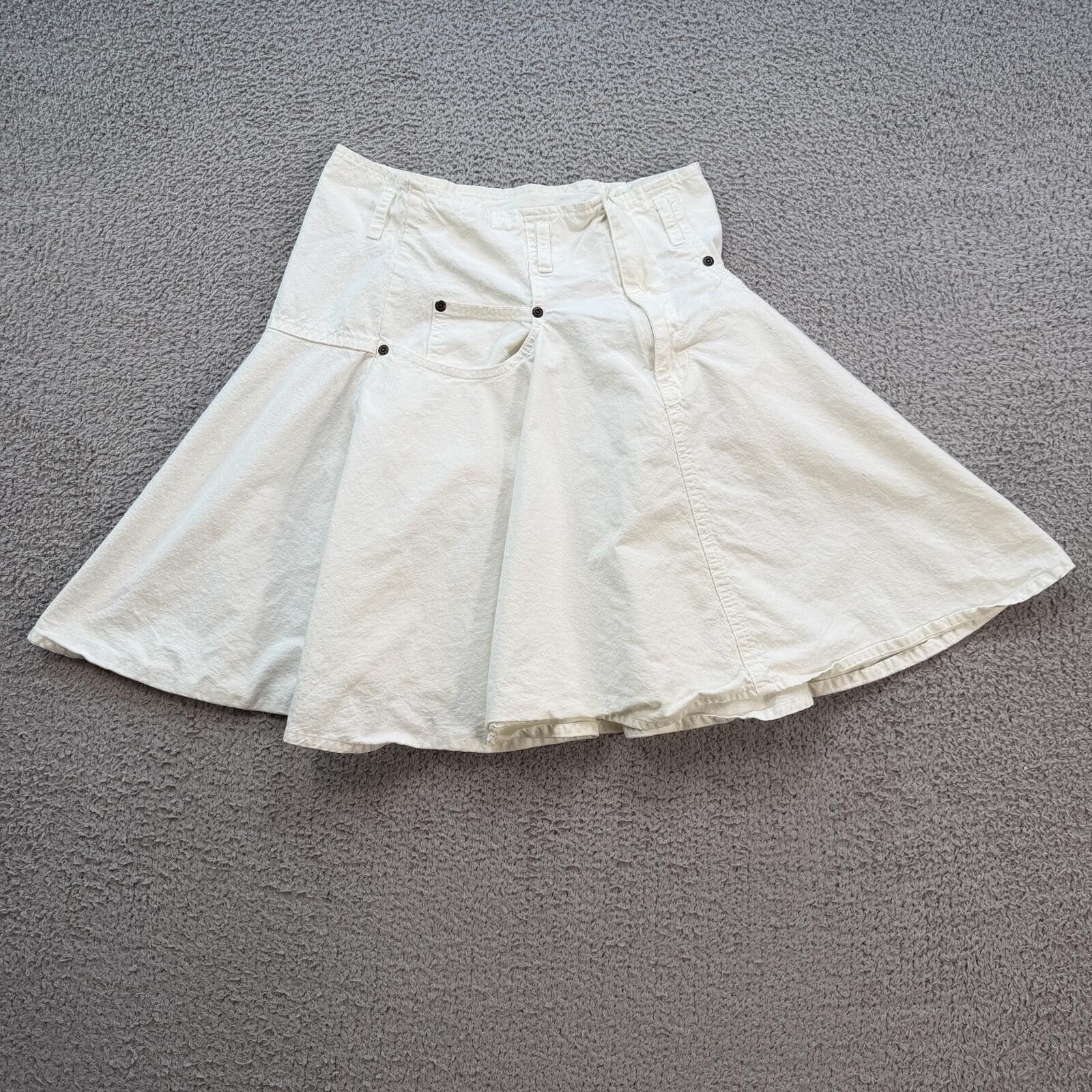 Cotton Traders Vintage 90s White Prairie Midi Skirt 27 Made in USA Womens M Size 28" / US 6 / IT 42 - 1 Thumbnail