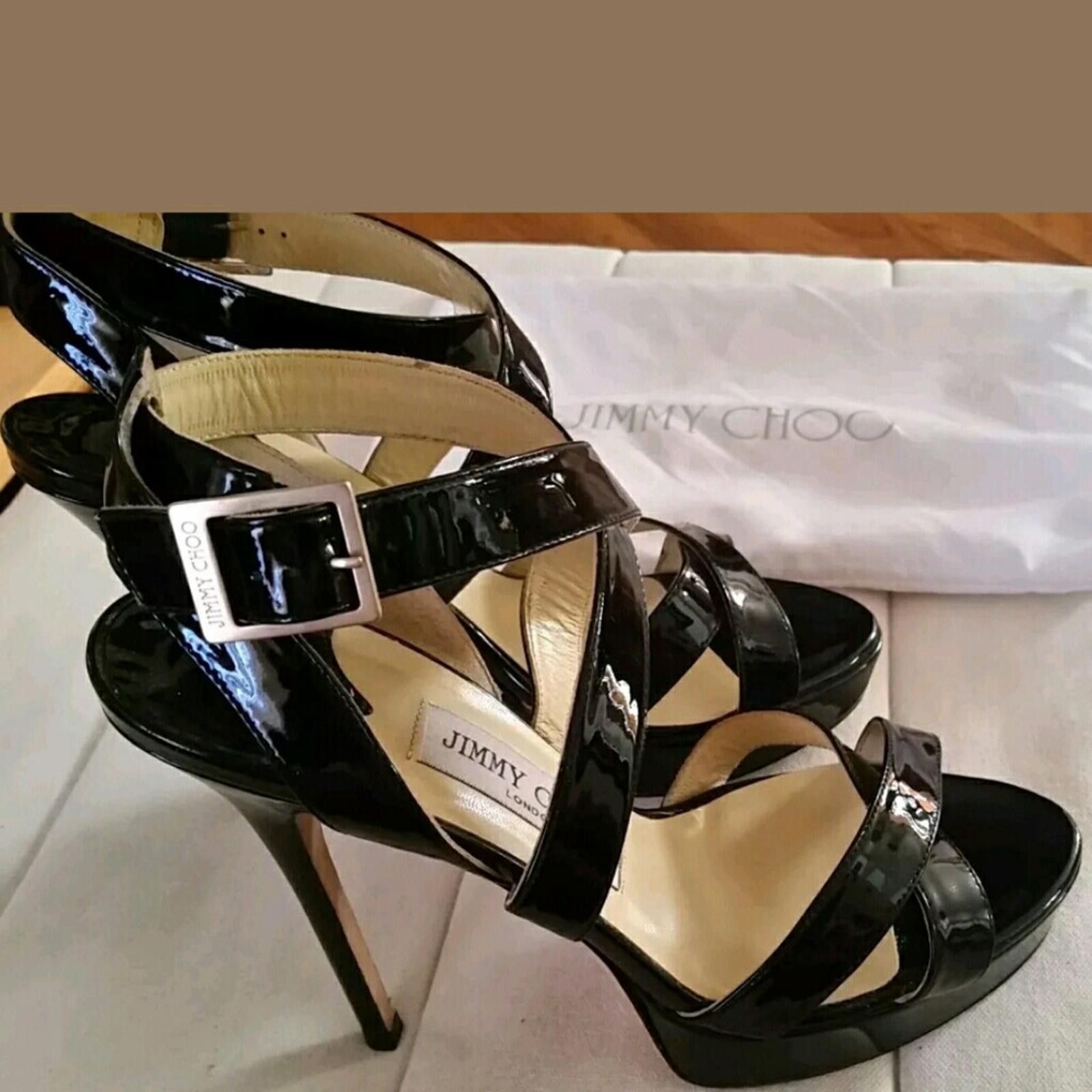 Jimmy Choo Jimmy Choo Black Patent Leather High Heel Sandals Shoes 39 Size US 8.5 / IT 38.5 - 3 Thumbnail