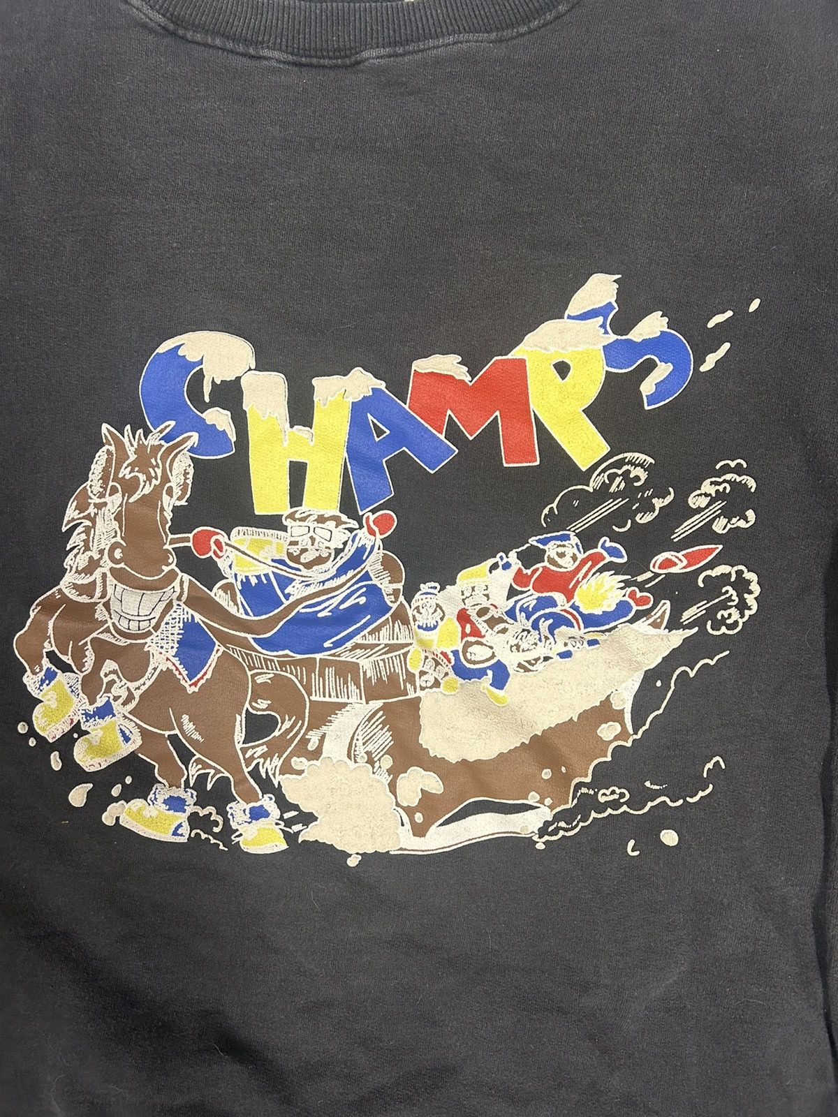 Vintage Crazy Vintage 90s Essential Black Graphic Sweatshirt Champs Size US L / EU 52-54 / 3 - 3 Thumbnail