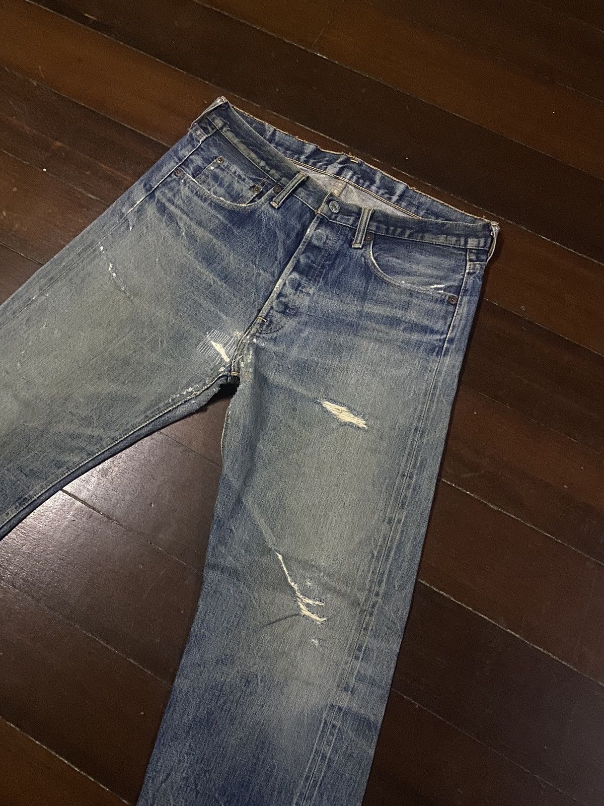 Denime Vintage 90s DENIME Orizzonti mud wash distressed rework Size US 35 - 8 Thumbnail