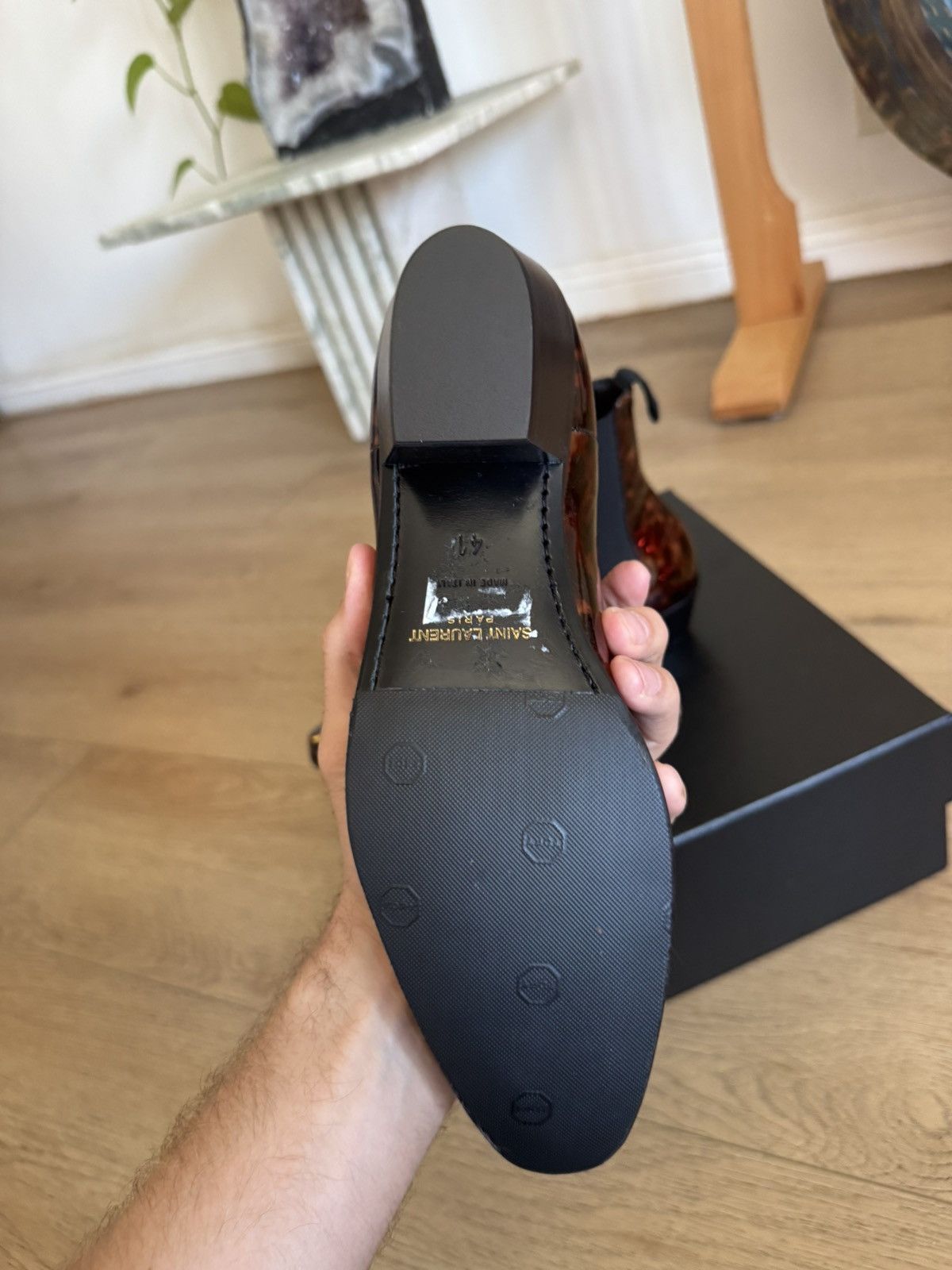 Saint Laurent Paris Dylan Tortoise Patent Chelsea Boots Size US 8 / EU 41 - 8 Thumbnail