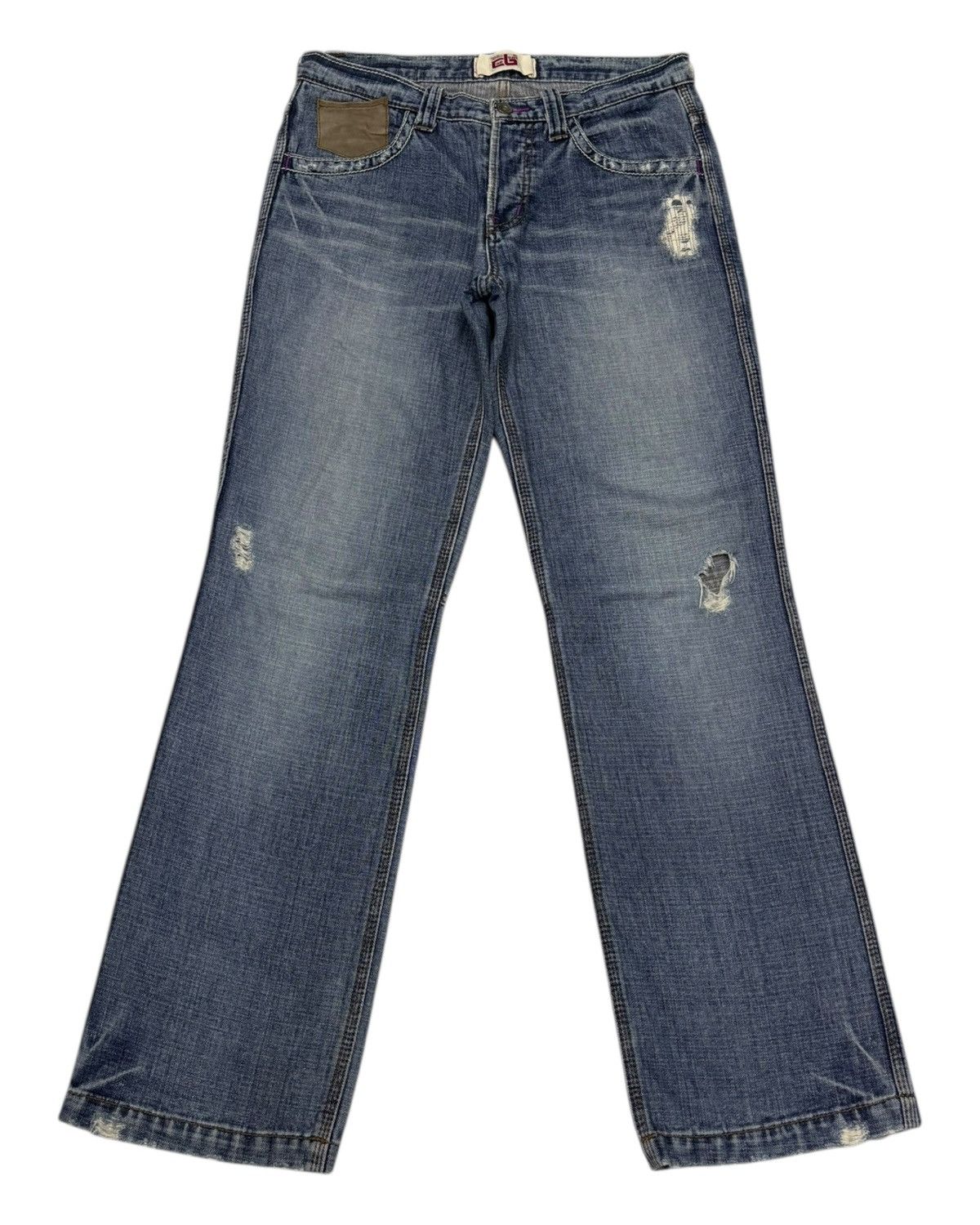Hysteric Glamour × Le Grande Bleu (L.G.B.) × Tornado Mart Vintage Japanese Rare Pocket Double Cube Sugar Distress Jean Size US 31 - 5 Thumbnail