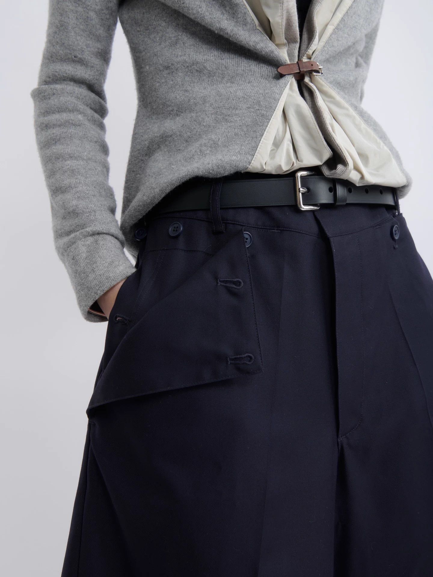 Jacquemus JACQUEMUS Navy Wool Wide-Leg Short Pants Size US 36 / EU 52 - 6 Thumbnail