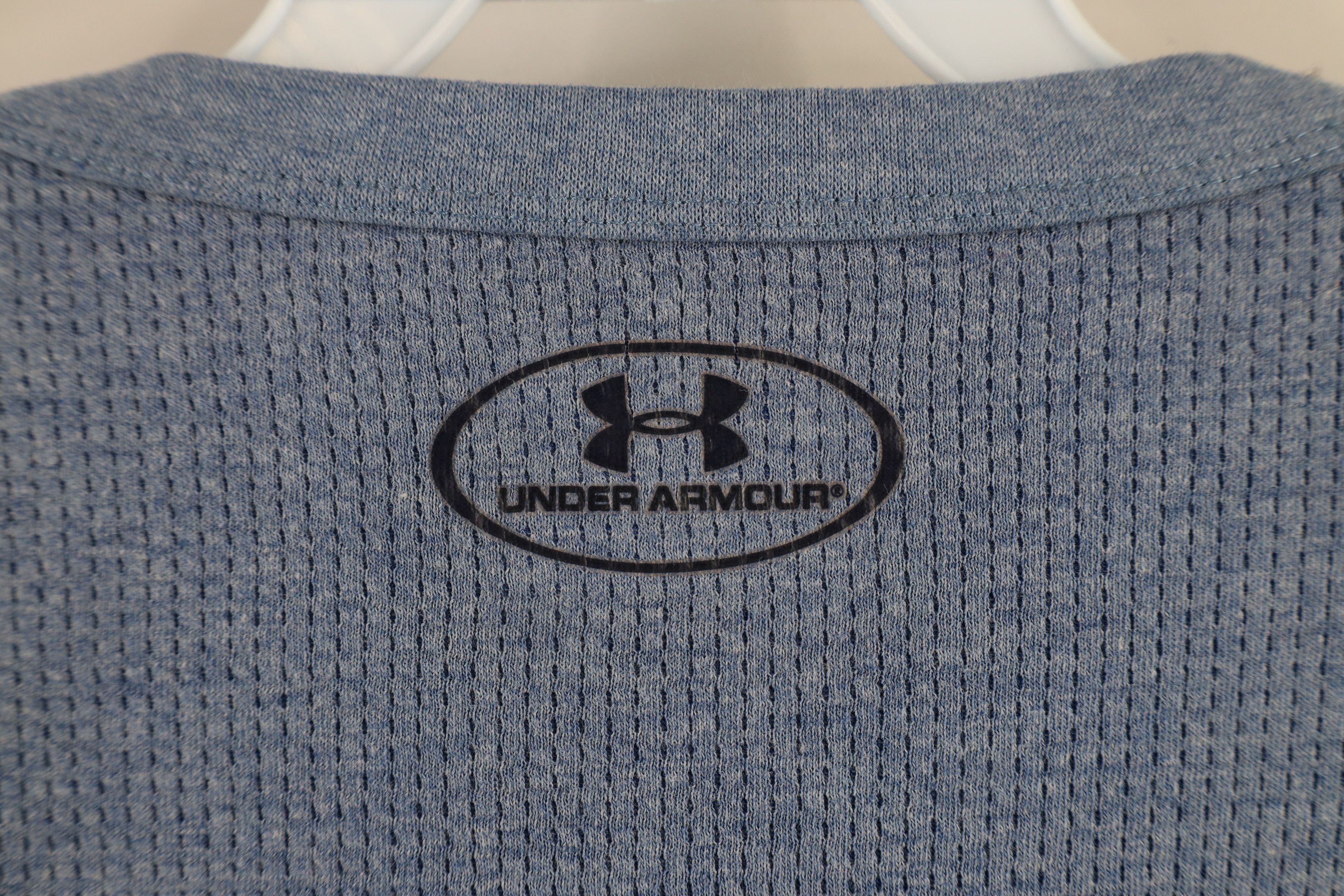 Under Armour × Vintage Under Armour Loose Thermal Waffle Knit Henley T-Shirt Blue Size US L / EU 52-54 / 3 - 8 Thumbnail