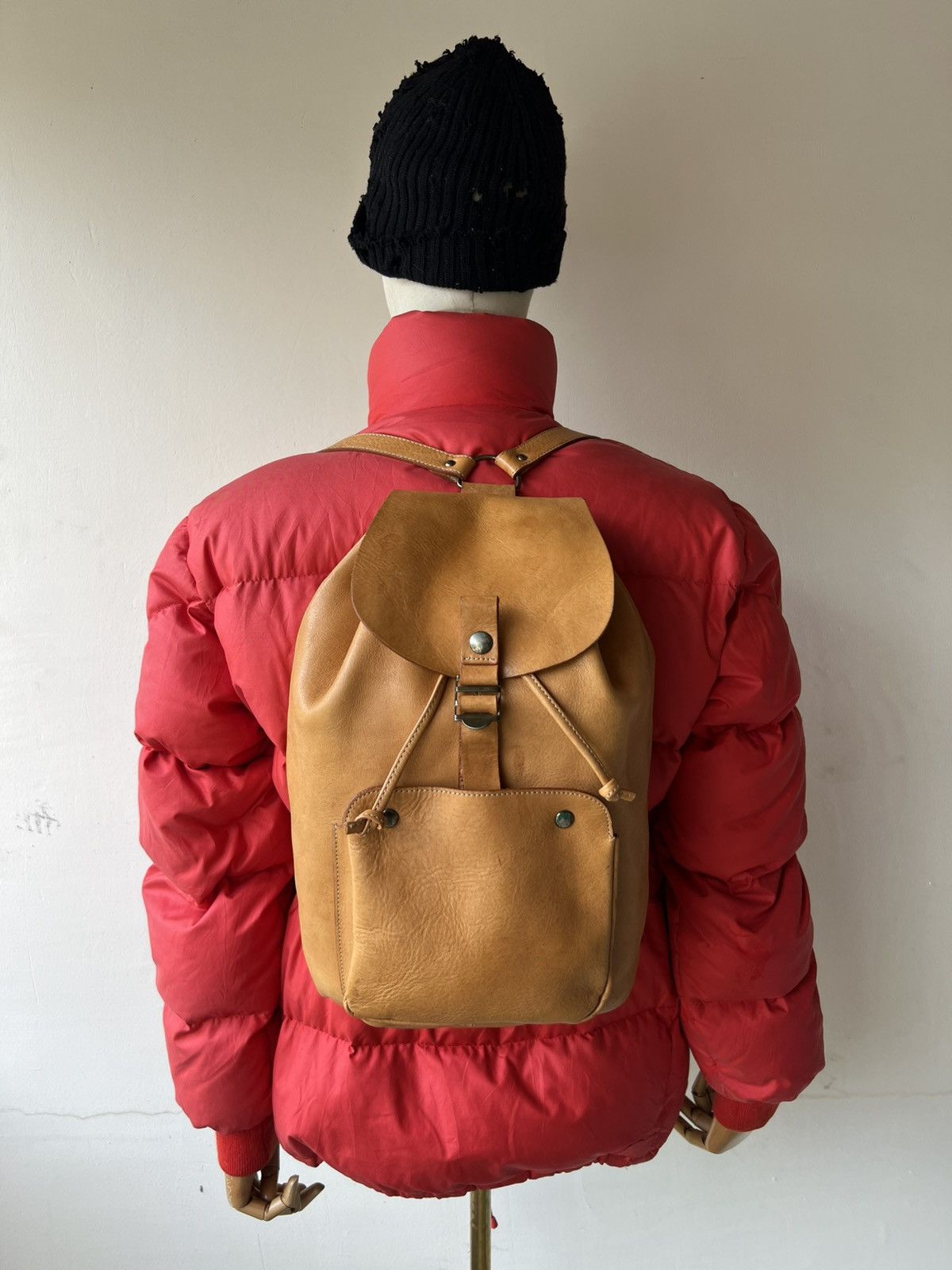 Leather Vintage Slipknot Project Japan Patina Leather Backpack Bag Size ONE SIZE - 4 Thumbnail