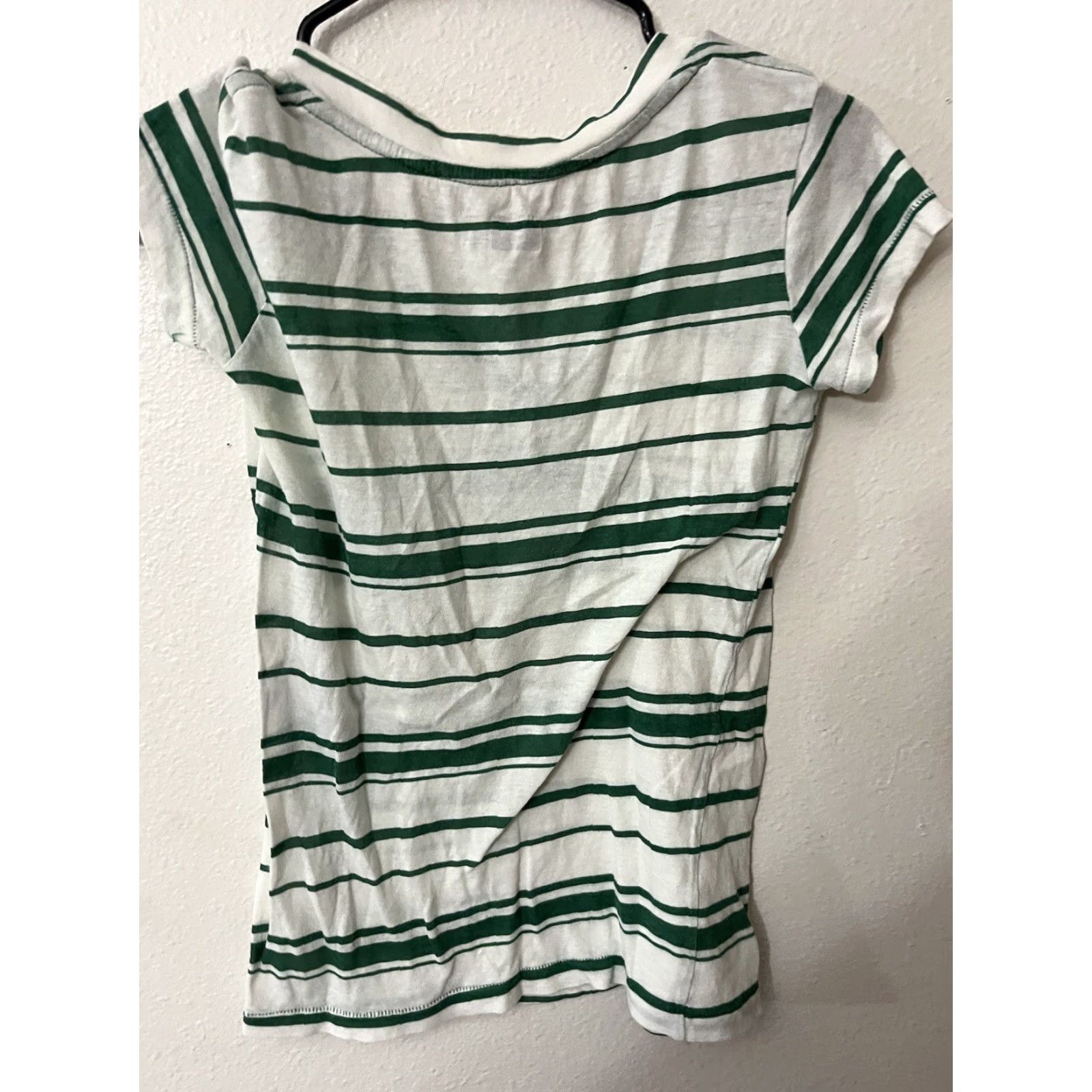 Bdg BDG T-Shirt Women XS Green Striped Short Sleeve V-Neck Size XS / US 0-2 / IT 36-38 - 3 Thumbnail