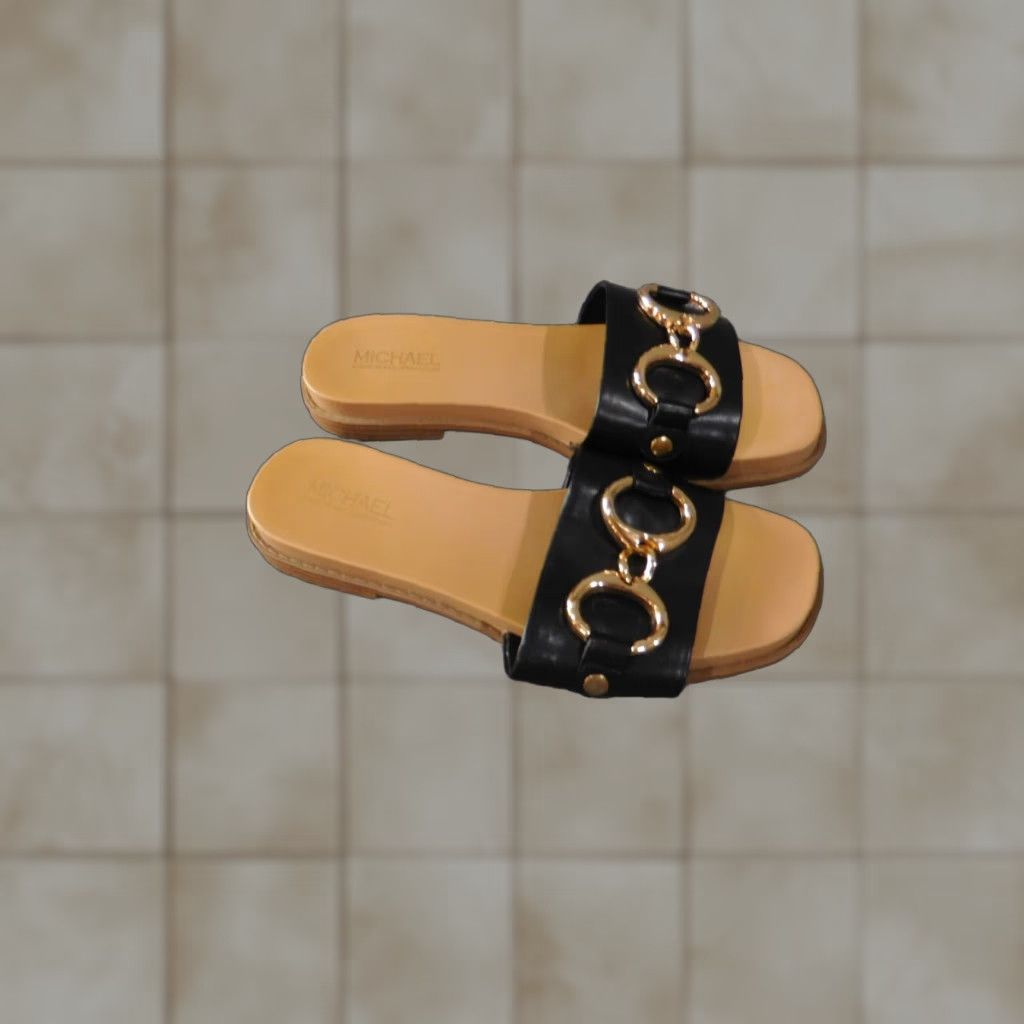 Vintage Michael Shannon Womens Sandals Slip On Slides 9 Black Leather Studded Adjustable Strap 90s Boys Mens Womens Size US 9 / IT 39 - 1 Thumbnail