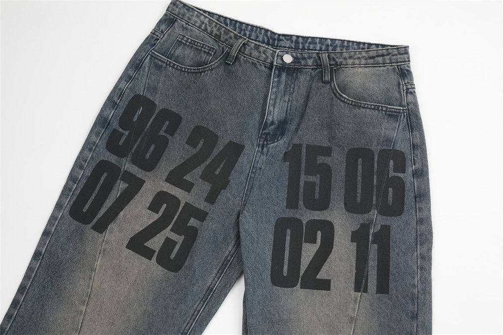 Vintage Men's hip-hop loose wide-leg letter print cargo jeans Size US 32 / EU 48 - 3 Thumbnail