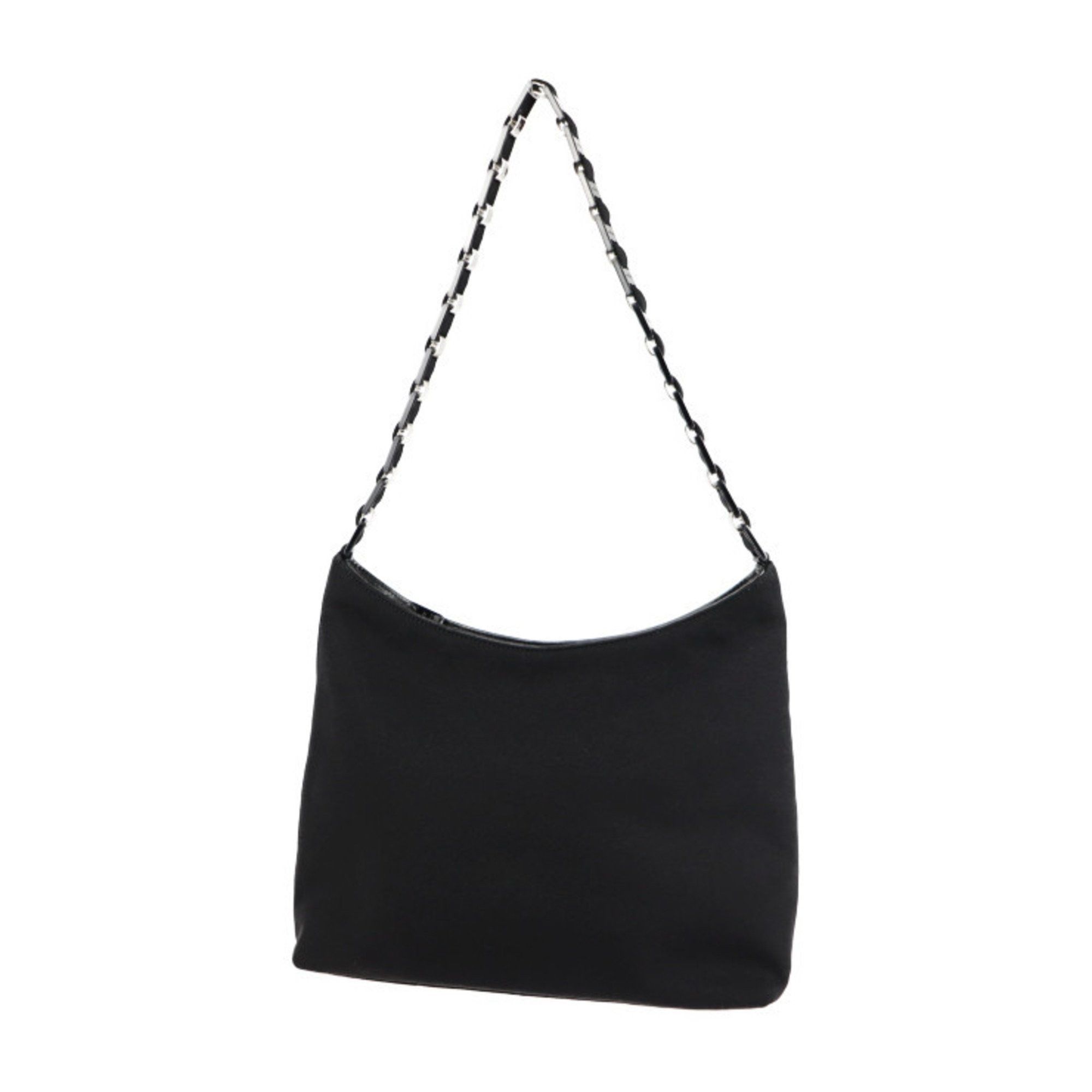 Salvatore Ferragamo Vara Shoulder Bag 21 8801 Nylon Canvas Black Chain 2107043007187R1, Women's