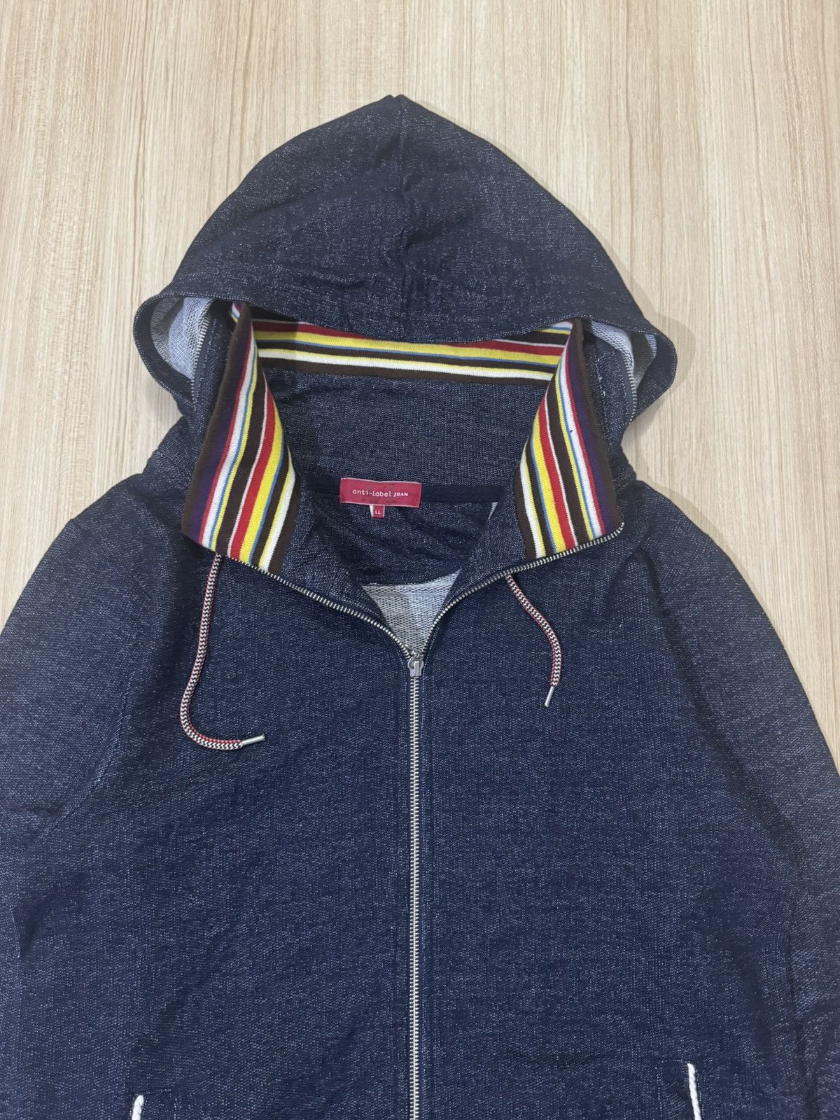 Japanese Brand ANTI LEBEL JEAN HOODIE DISTINCTIVE MULTI COLOR STRIPED Size US L / EU 52-54 / 3 - 2 Thumbnail