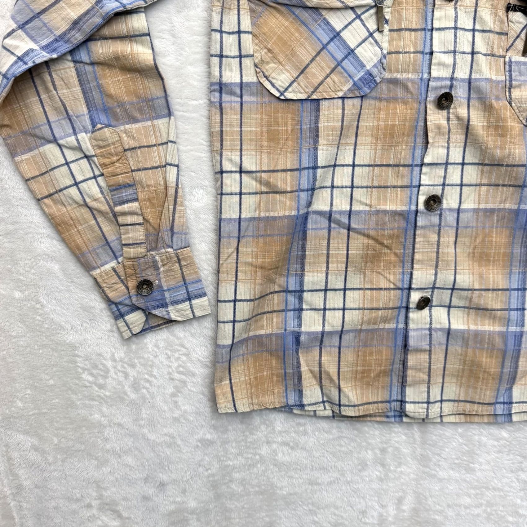 Diesel Diesel Shirt Womens Small Beige Blue Plaid Button-Up Zipper Pockets Attitude Graphic Size S / US 4 / IT 40 - 6 Thumbnail