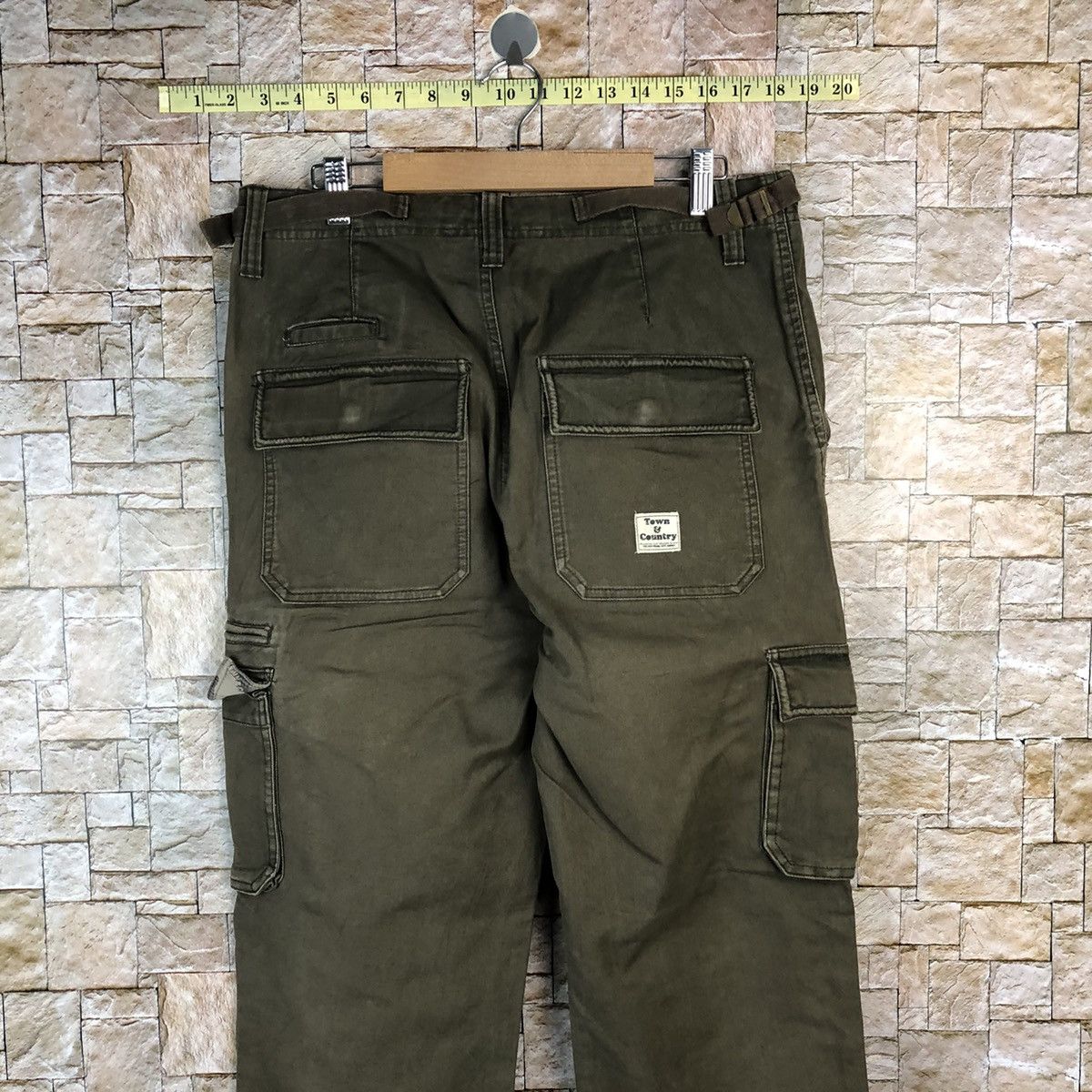Japanese Brand Town & Country Green Cargo Multipocket Pants #A981 Size US 31 - 14 Thumbnail