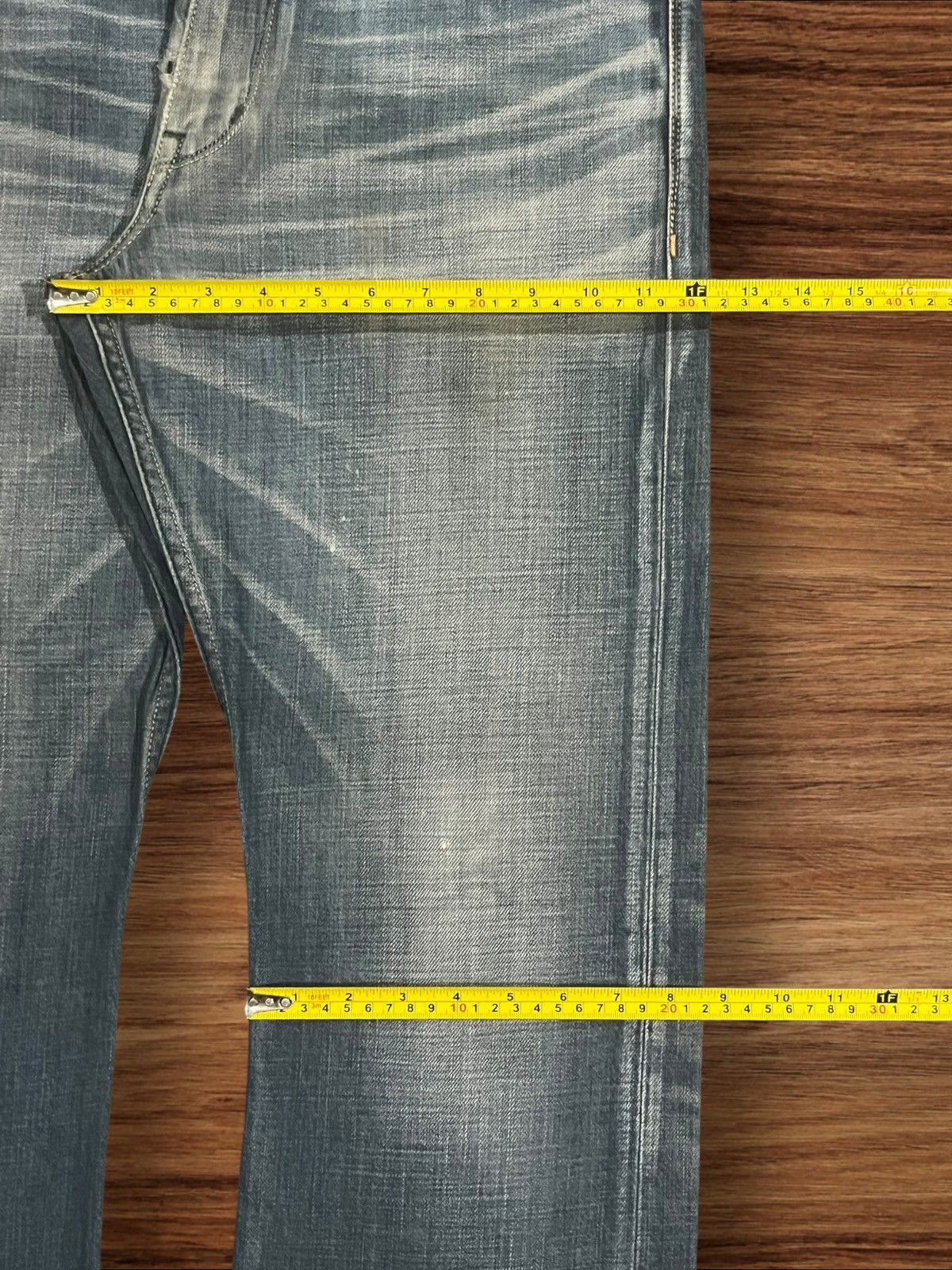 Japanese Brand × Tornado Mart Vintage Japanese Back Number Buckle Back Blue Faded Jeans Size US 33 - 15 Thumbnail