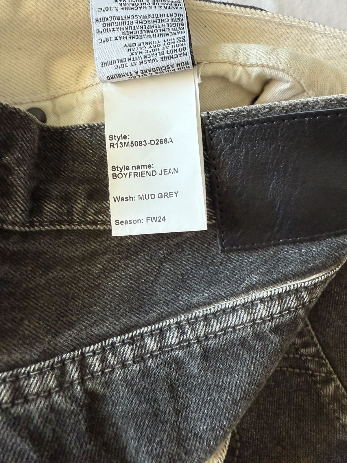 R13 R13 Boyfriend Jeans, Mud Grey Size US 33 - 11 Thumbnail