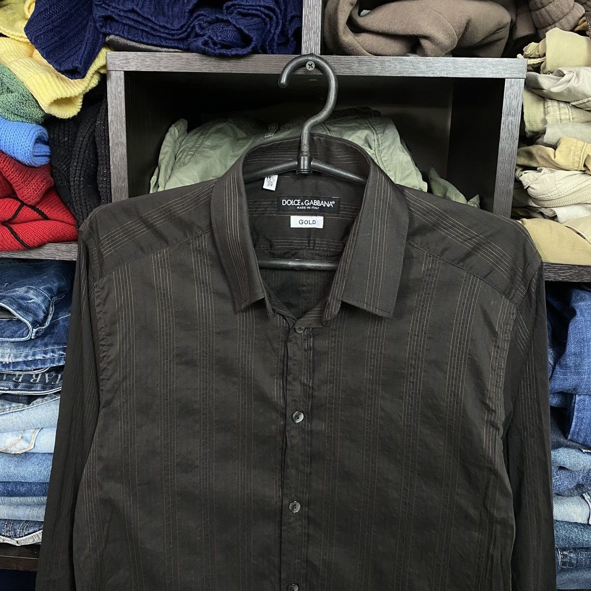 Dolce & Gabbana Luxury Dolce & Gabanna Basic brown vintage button shirt Size US S / EU 44-46 / 1 - 2 Thumbnail