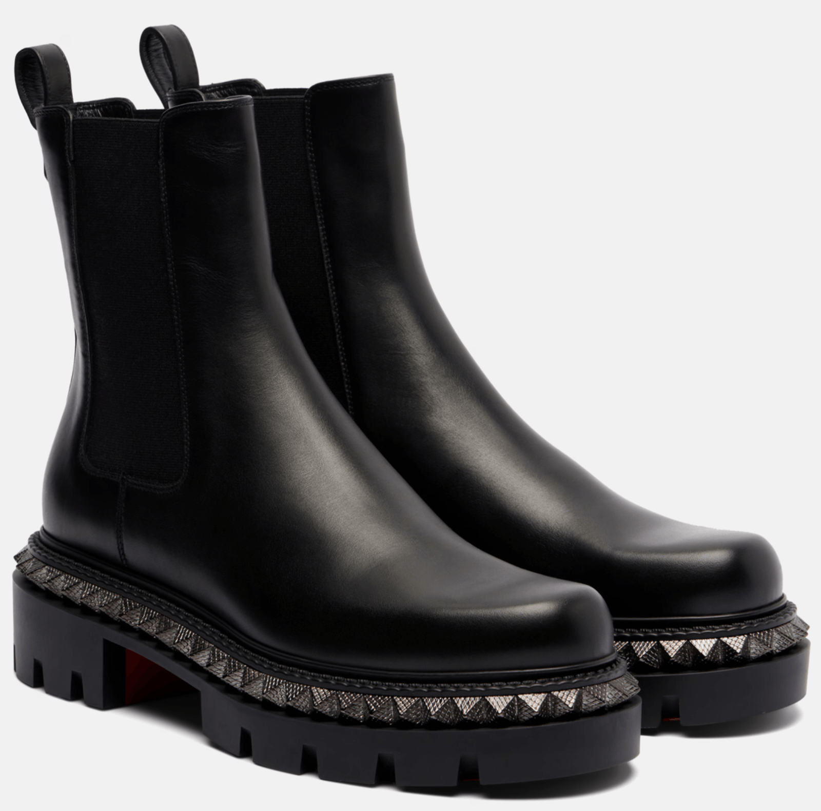 Christian Louboutin St Emilia Pyraclou Flat Black Calf Chelsea Lug Ankle Boot 37 Size US 7 / IT 37 - 1 Thumbnail