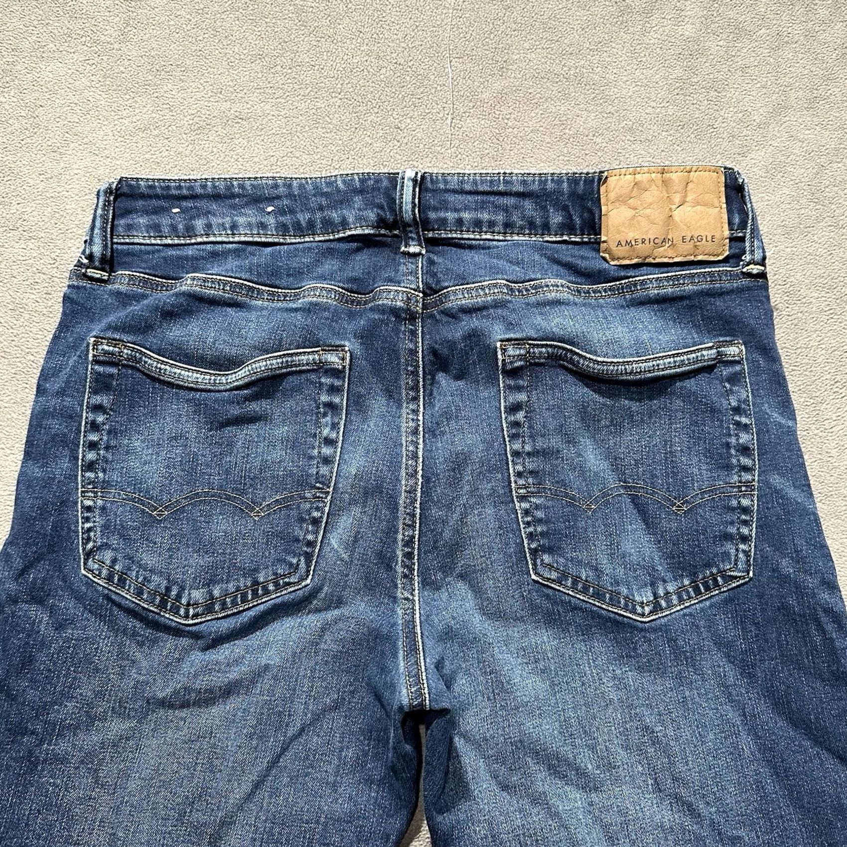 American Eagle Outfitters American Eagle Jeans Mens 33x30 Blue Denim Airflex Slim Straight GUC Size US 32 / EU 48 - 4 Thumbnail