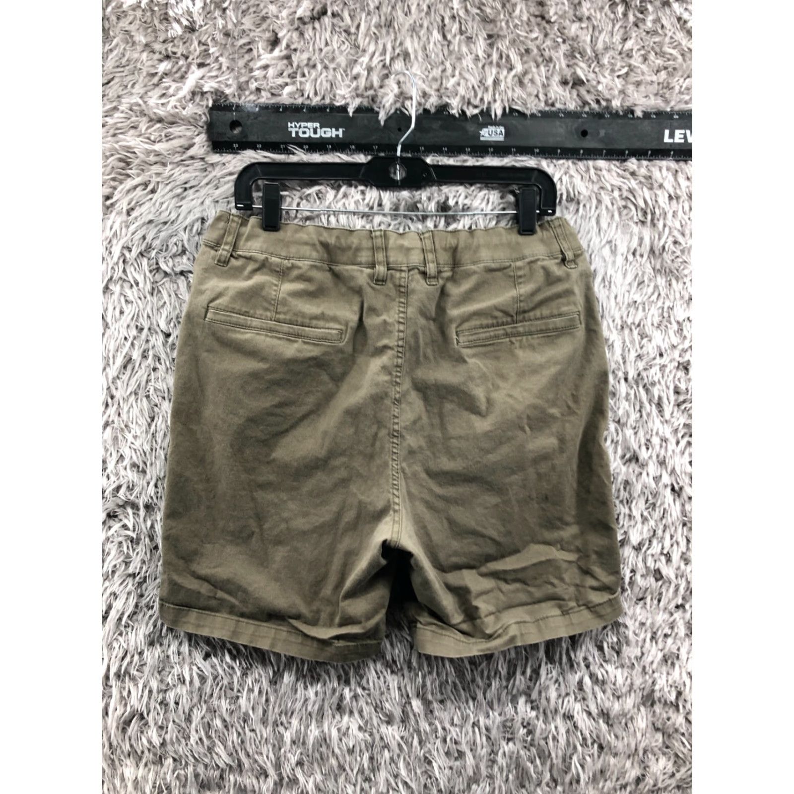 H&M H&M Chino Shorts Mens L Mid Rise Beige Wash 5-Pocket Logo Cotton Blend Flat Front Belt Loops Regular Size US 33 - 4 Thumbnail