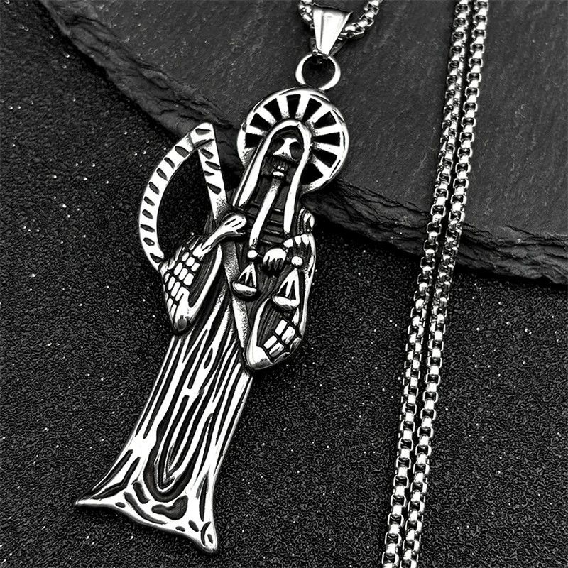Jewelry Death Santa Muerte Grim Reaper Pendant Charms Necklace Size ONE SIZE - 4 Thumbnail